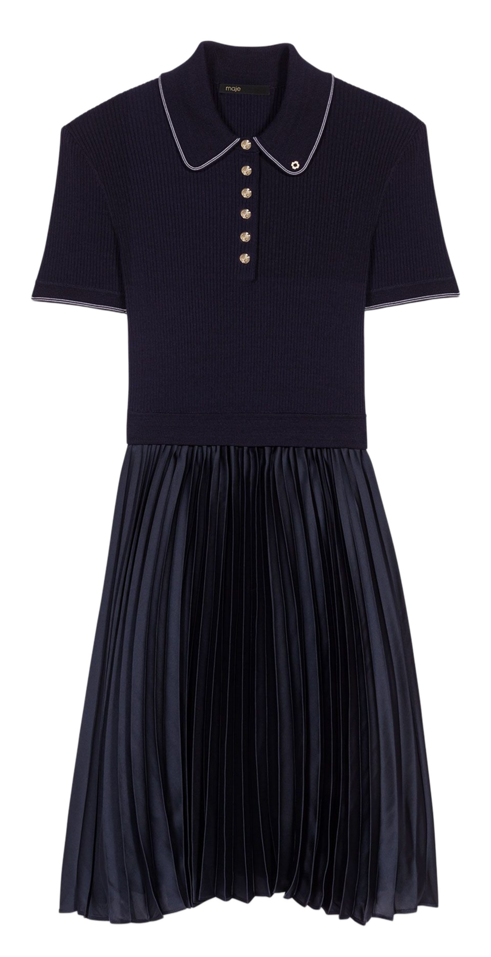 Short polo dress with pleated skirt MAJE Blue