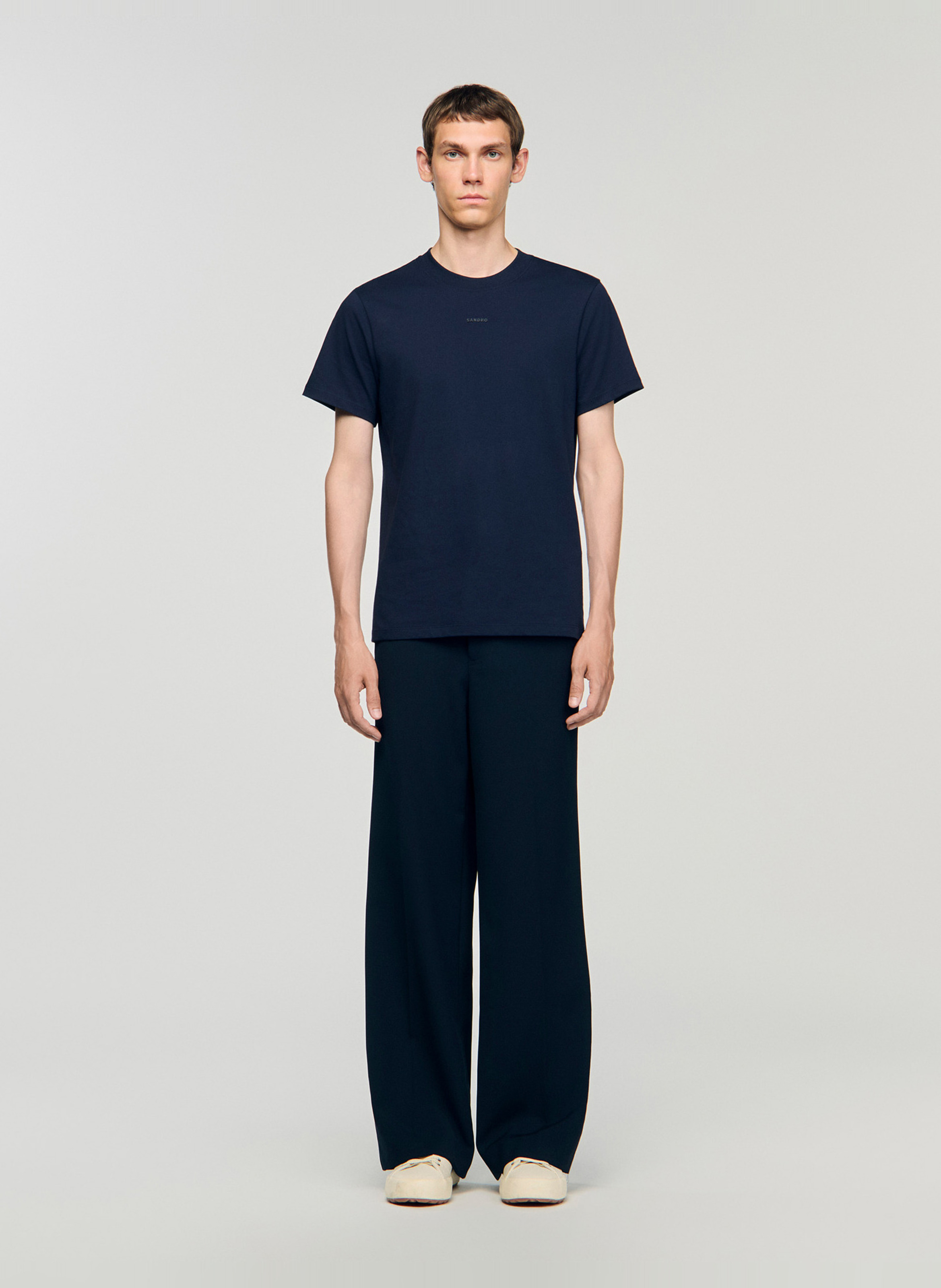 Recht, katoenen T-shirt SANDRO Blauw