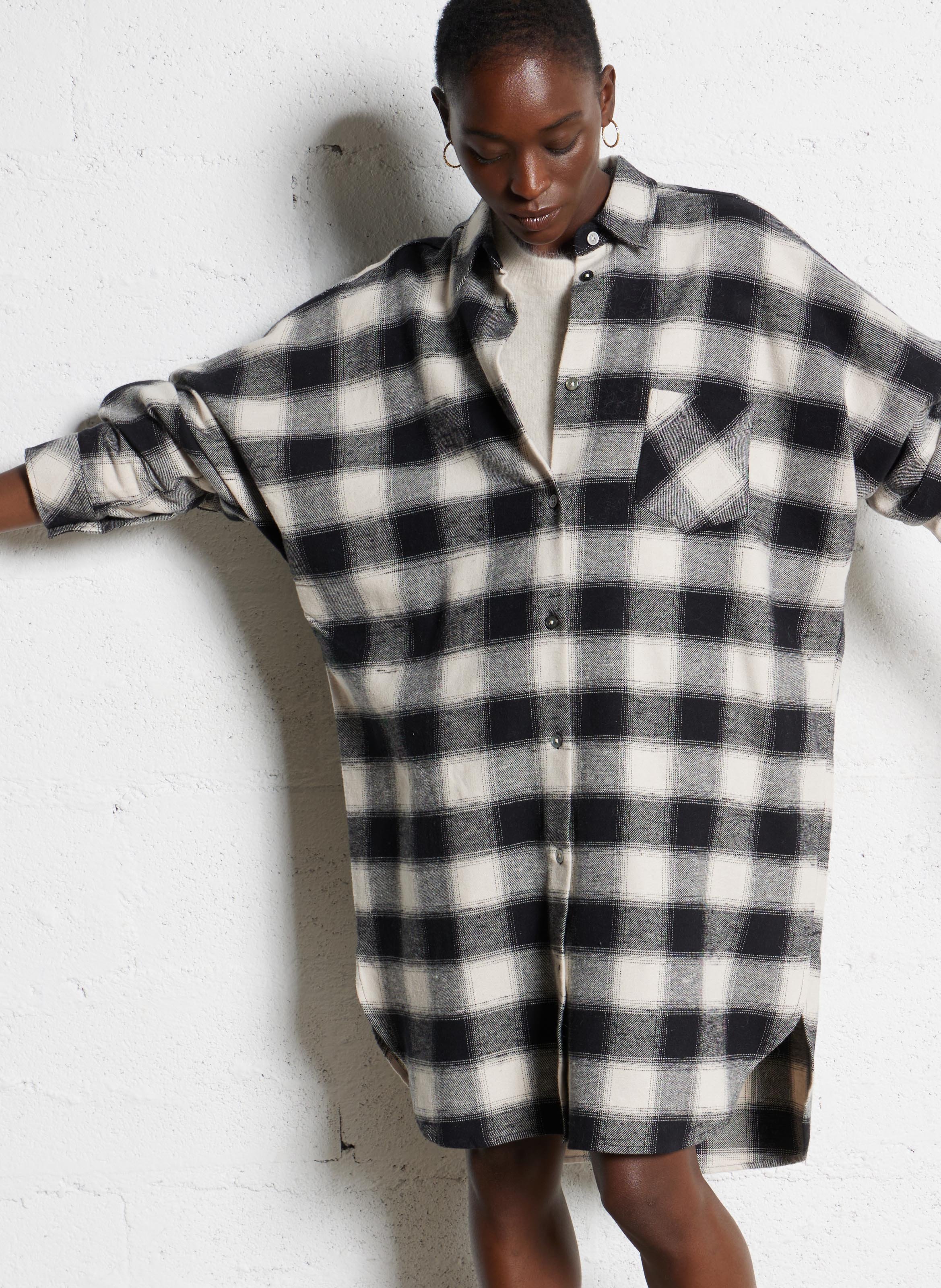 Katoenen overhemdjurk BELLEROSE Groen