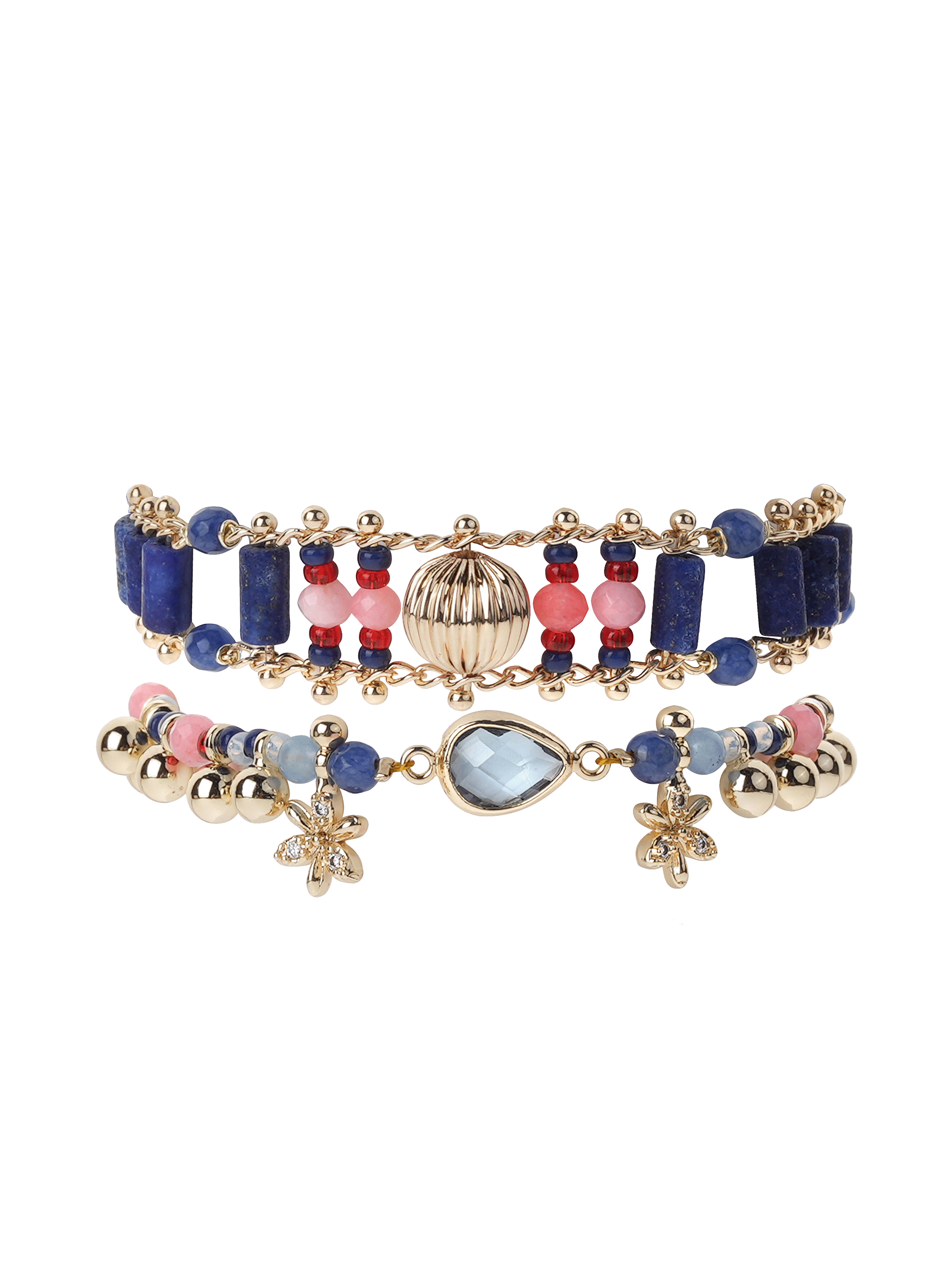 Adjustable bead bracelet with charms HIPANEMA Blue