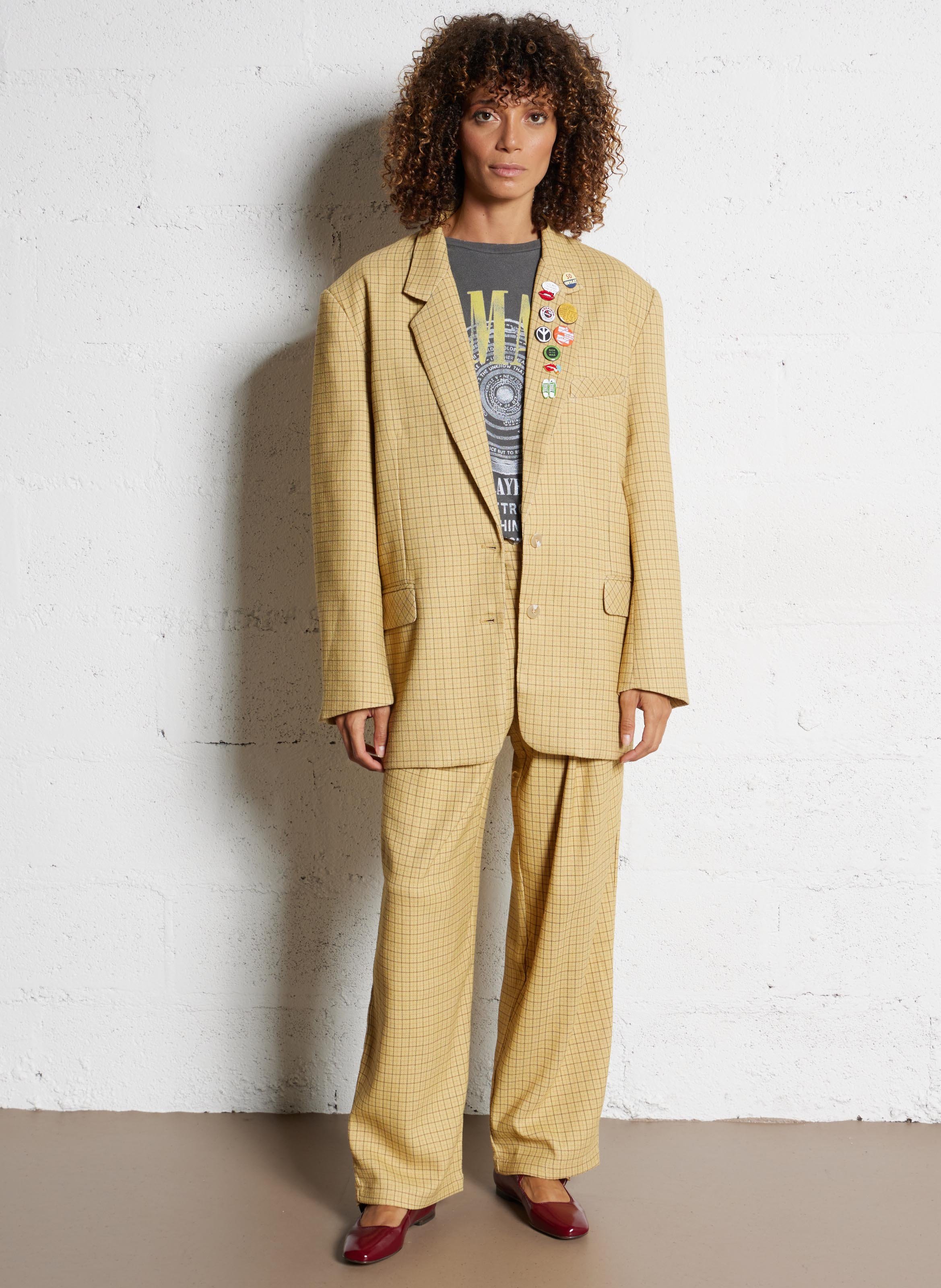 Veste tailleur ample à carreaux  MES DEMOISELLES Jaune