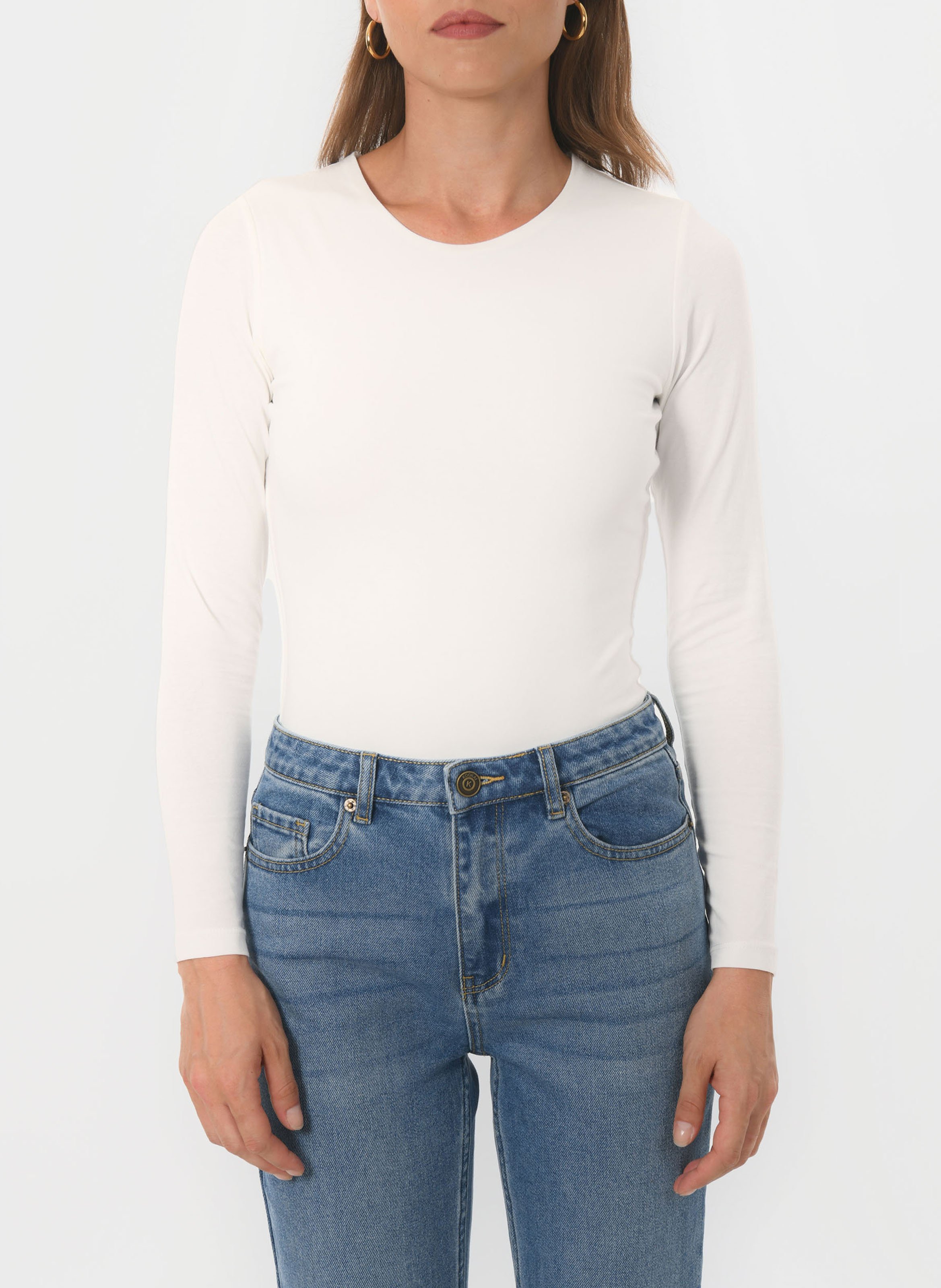 Tee-shirt moulant col rond en coton mélangé KOOKAI