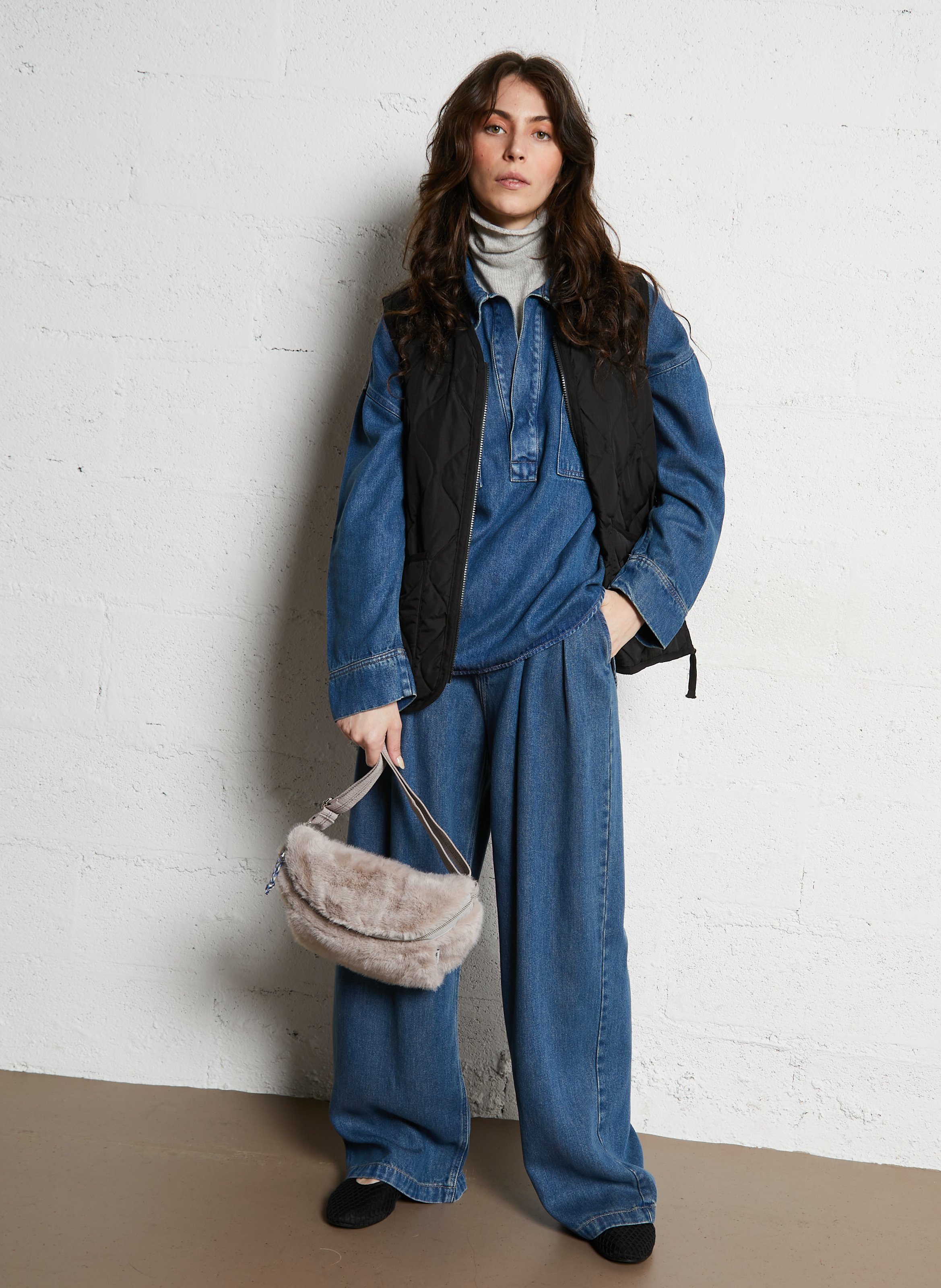 Heuptas met rits in imitatiebont BELLEROSE Grijs