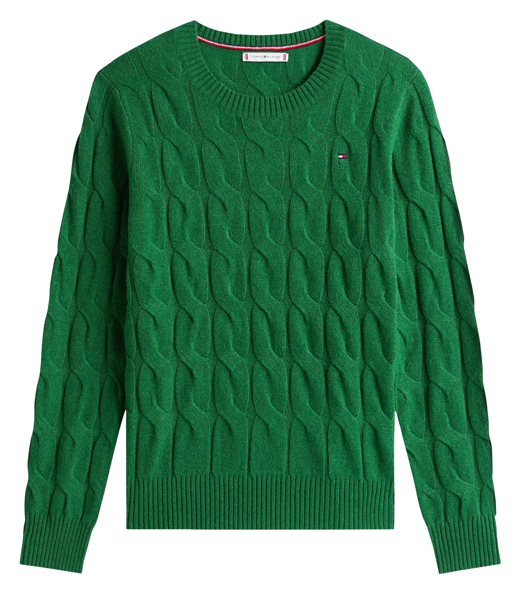Pull col rond en laine  TOMMY HILFIGER Vert