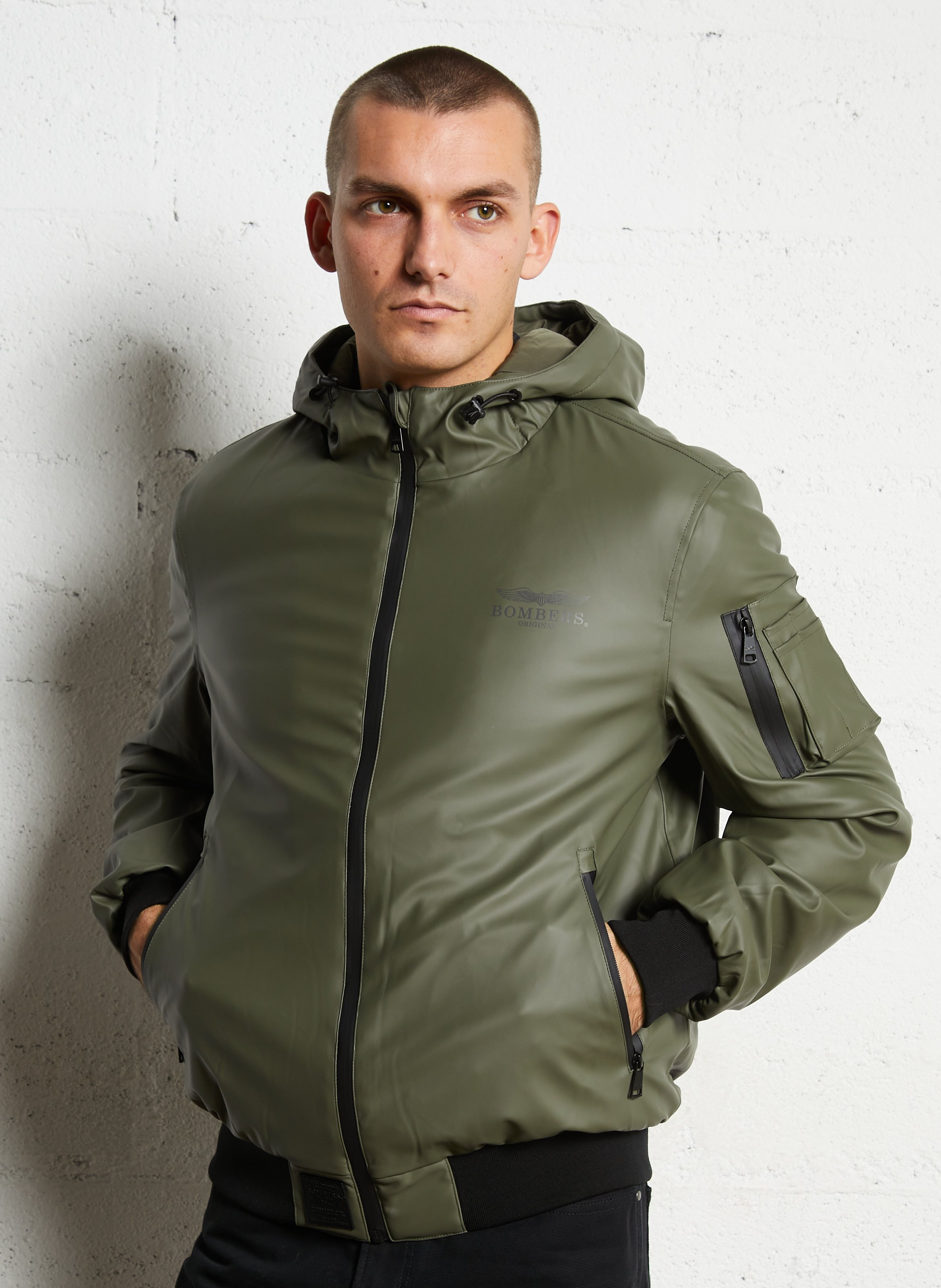 Veste droite zippée à capuche BOMBERS ORIGINAL Kaki