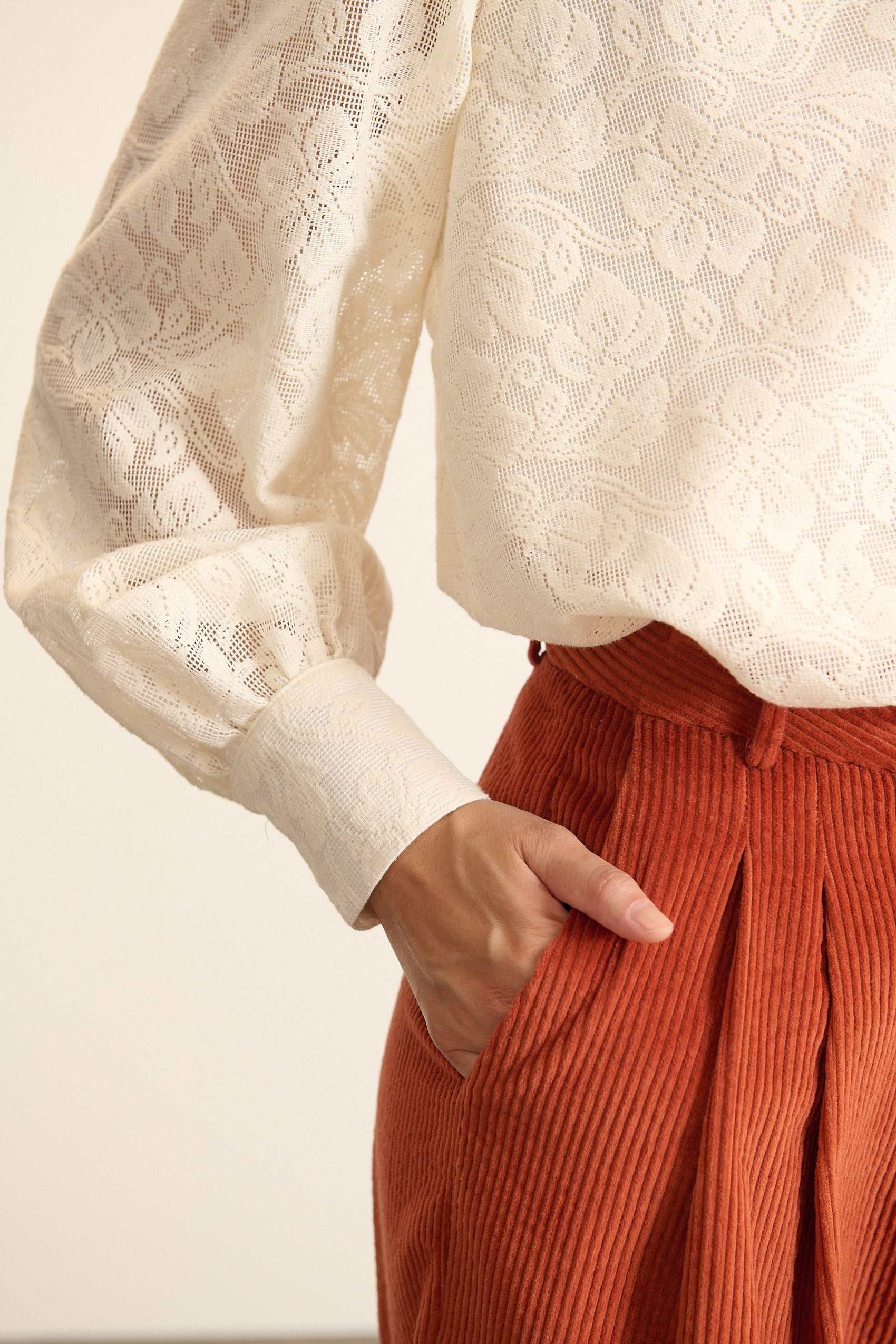 Blouse with ruffled lace collar GARANCE PARIS White