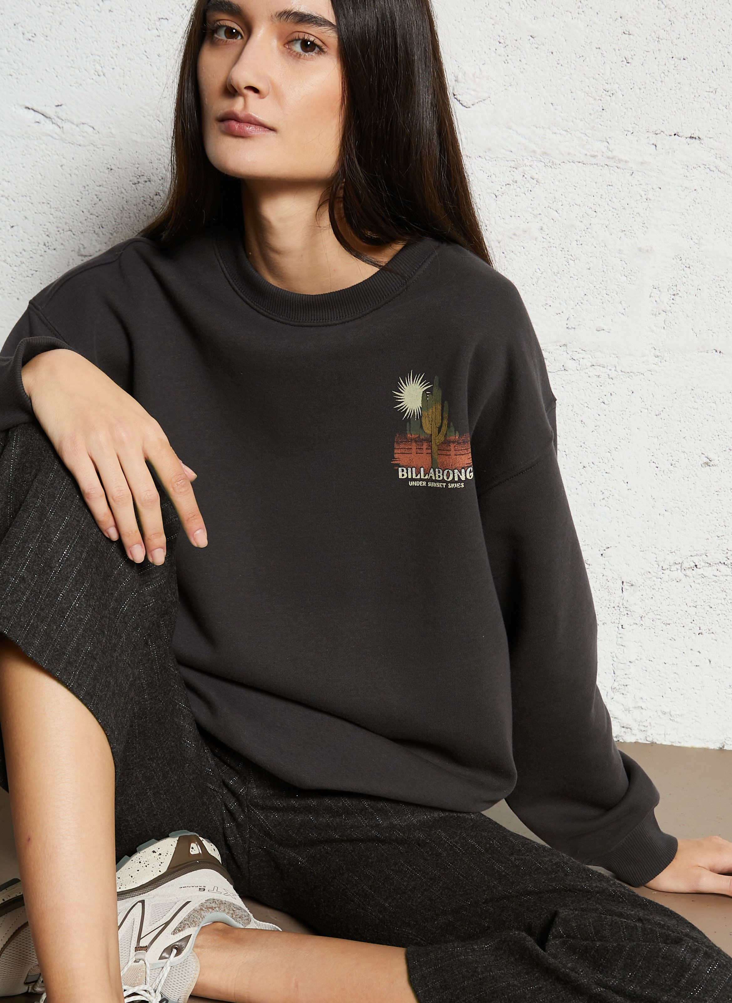 Sweat col rond en coton mélangé BILLABONG Noir