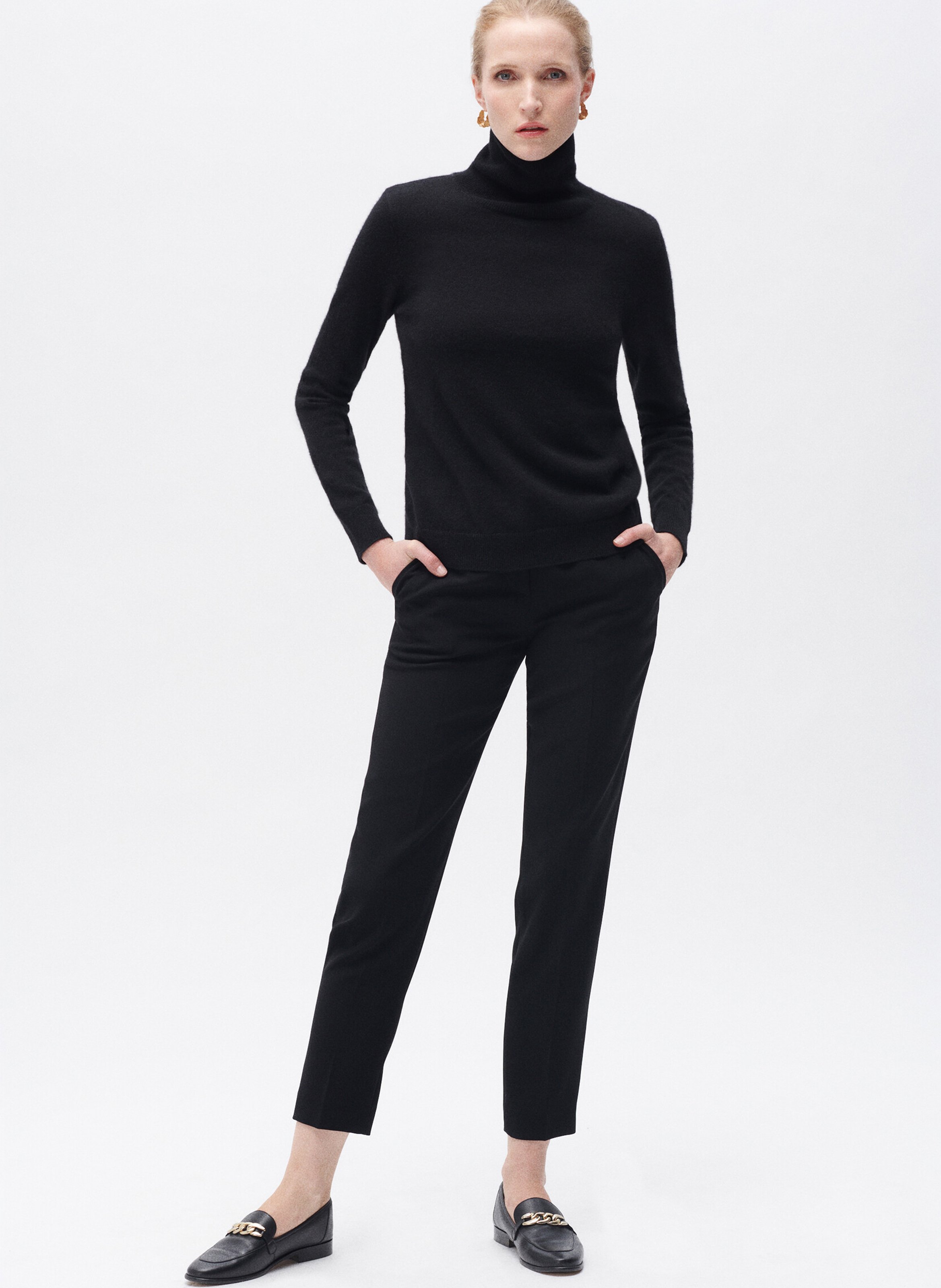 Cashmere straight-cut turtleneck sweater CAROLL Black