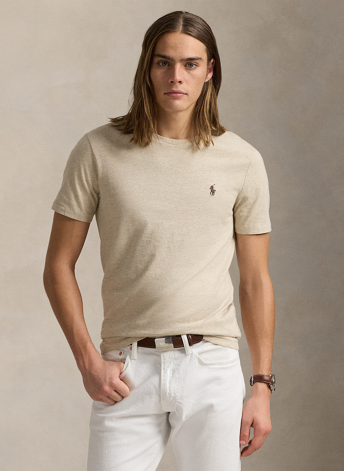 Tee-shirt col rond regular-fit en coton POLO RALPH LAUREN Beige