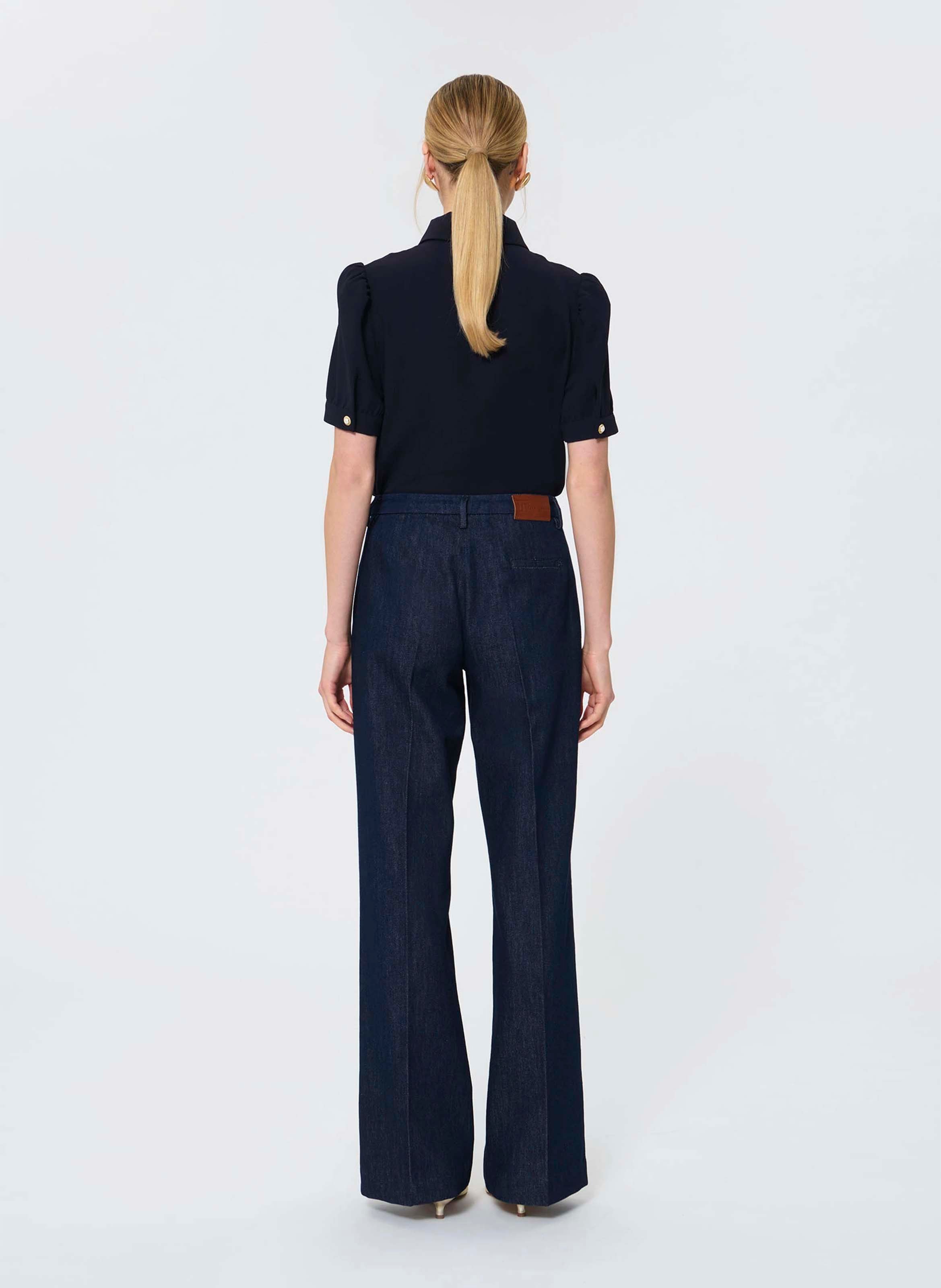 Jean taille haute flare brut TARA JARMON Bleu