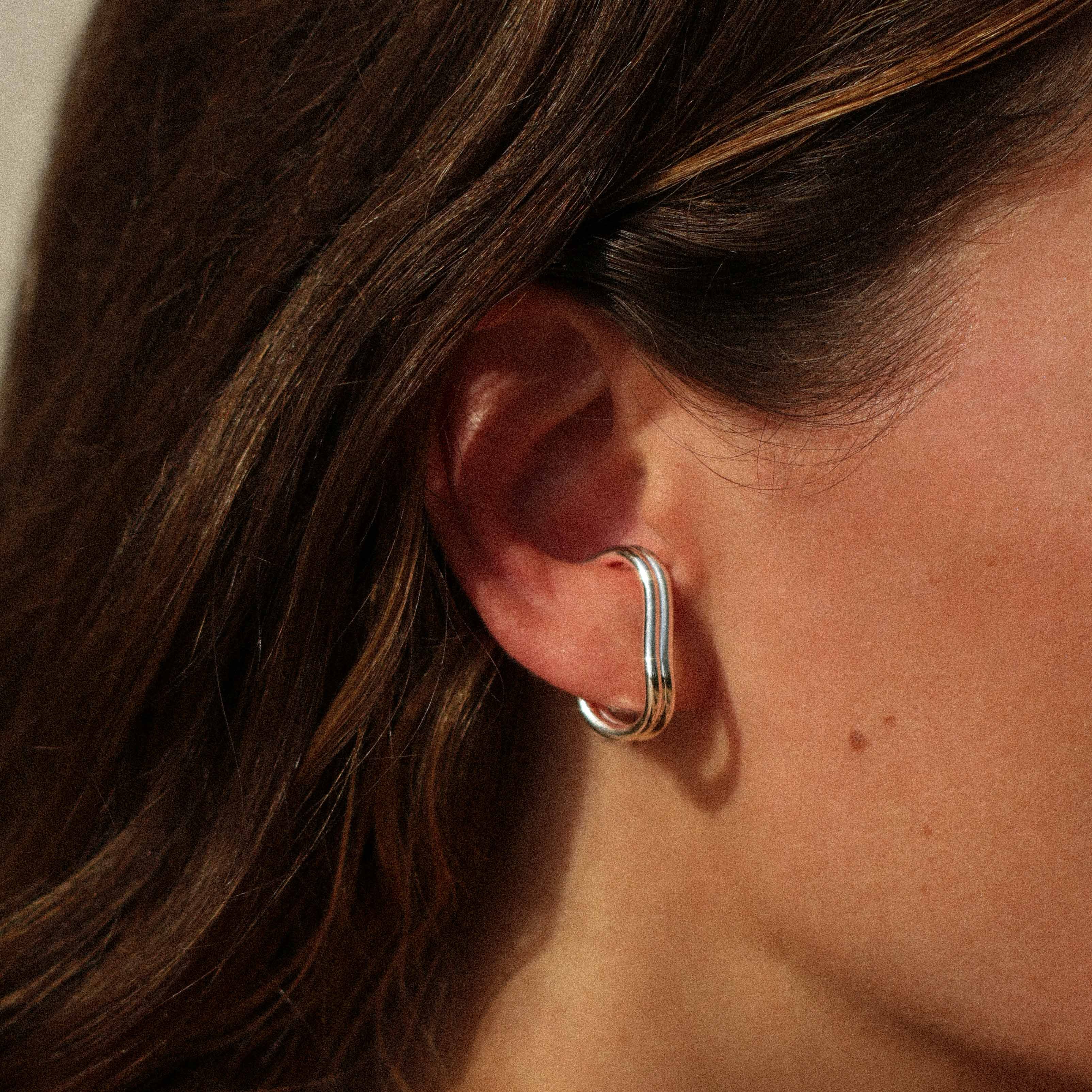 Earcuff vertical, argent recyclé MAYRENA Argent