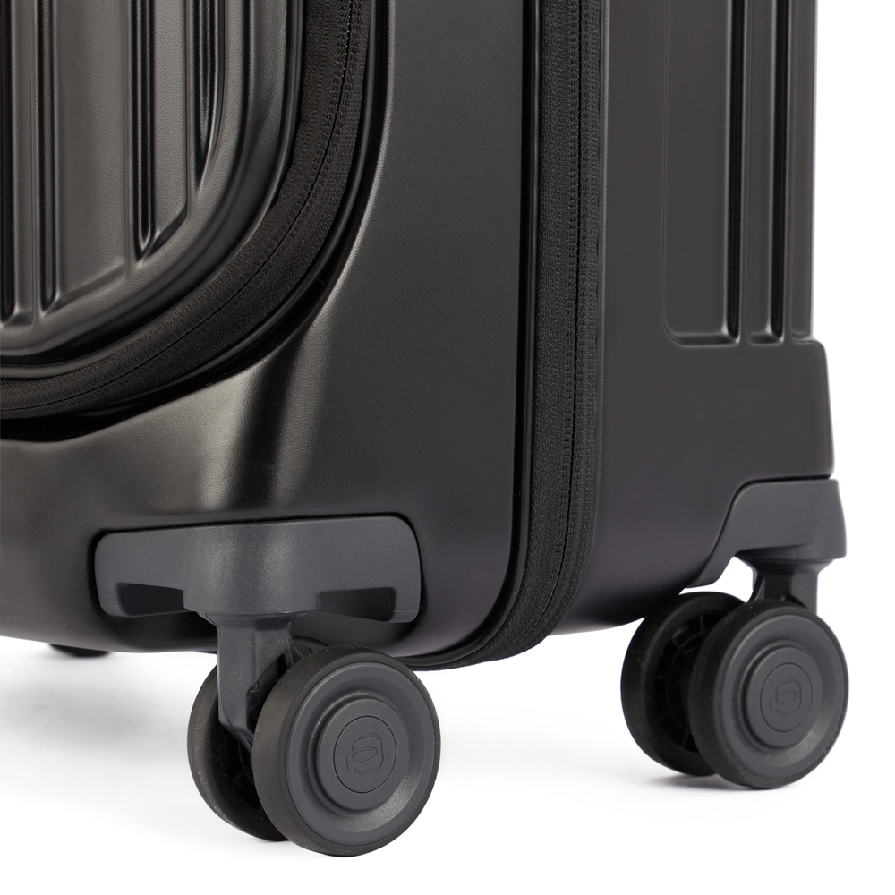 4-wheel carry-on trolley suitcase with front pocket for laptop and iPad® Pro 12.9 and TSA lock PIQUADRO Grey