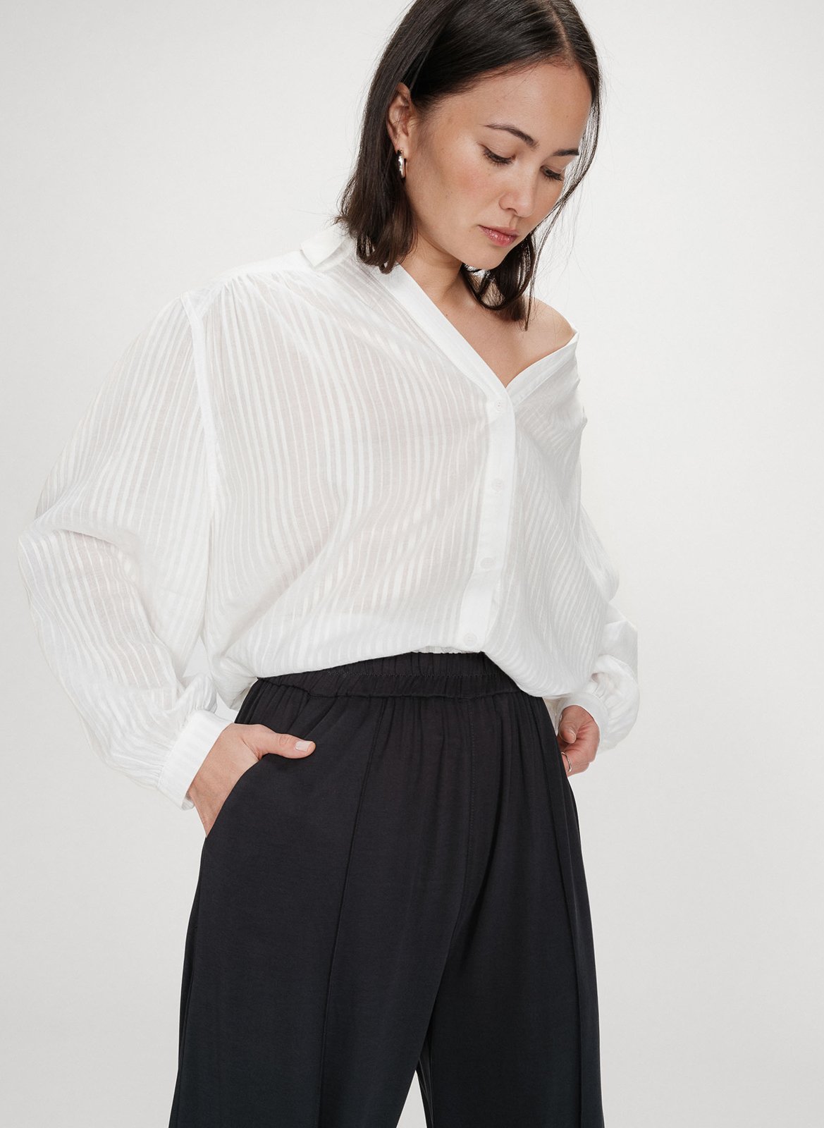 Wide fluid plain trousers GRACE ET MILA Black