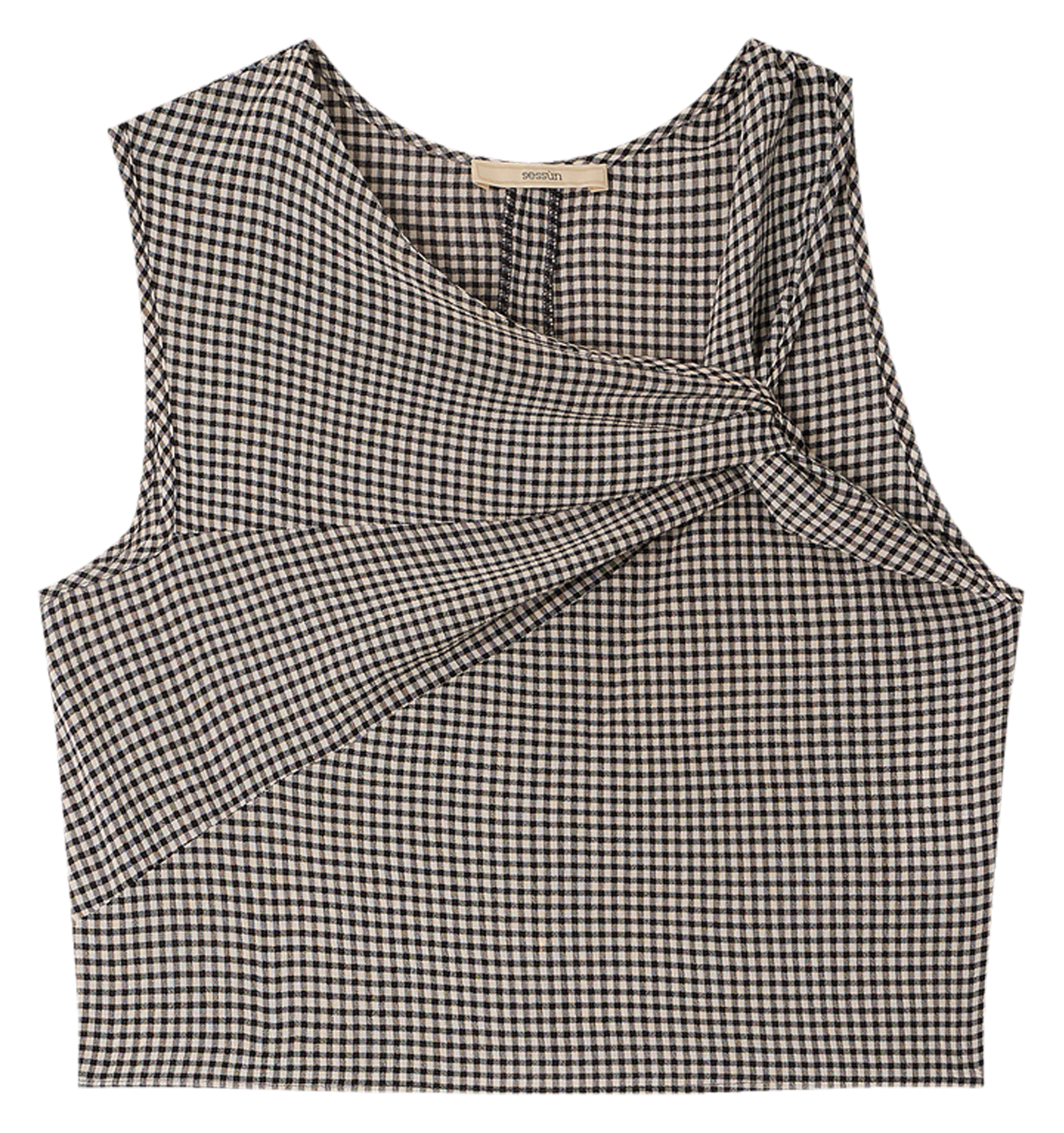 <p>Top droit with asymmetrical collar and print</p> SESSUN Grey