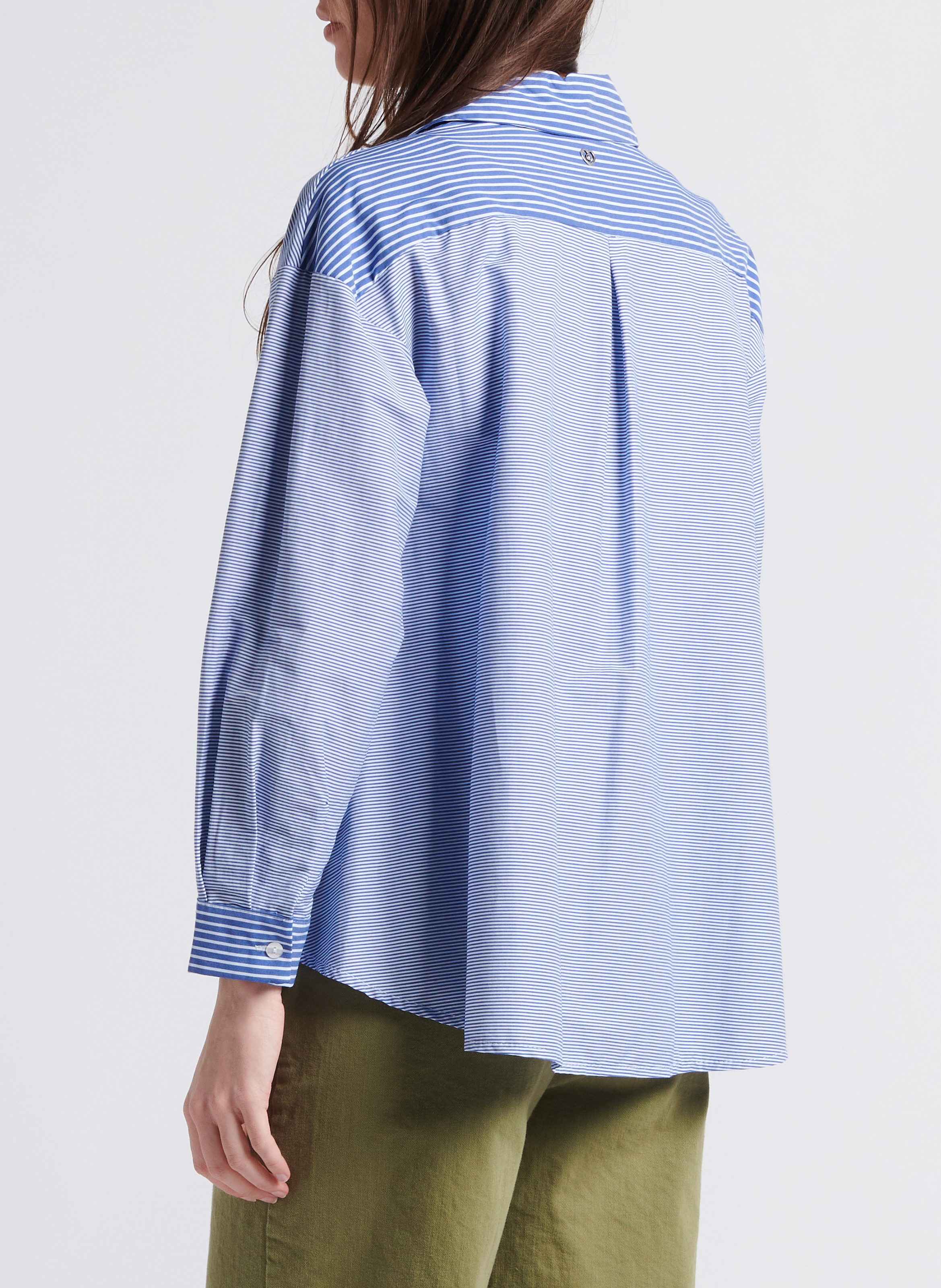 Gestreepte blouse met klassieke kraag | katoenblend PLEASE Blauw