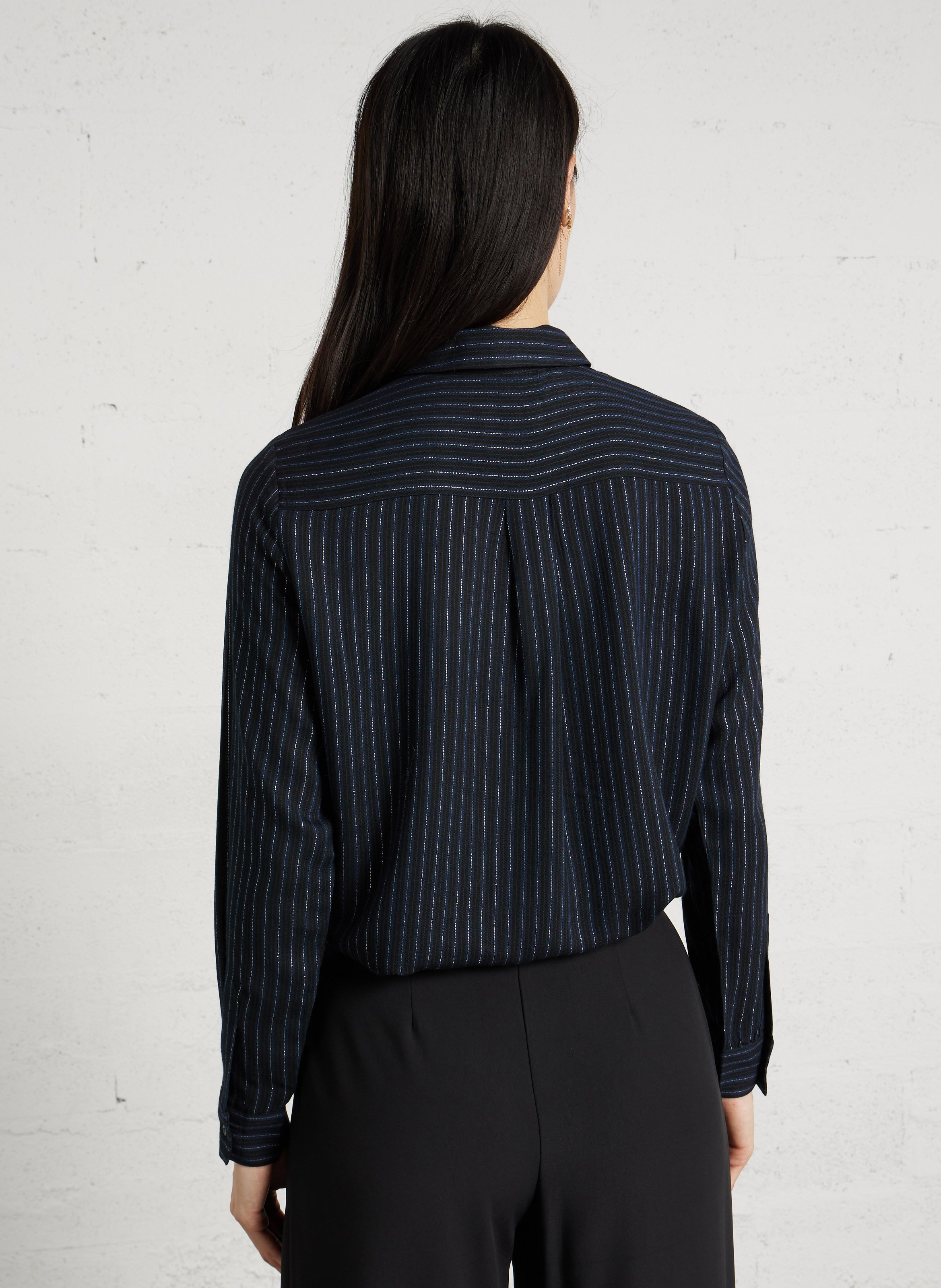 Chemise droite col classique à rayures métallisées MAISON 123 Bleu