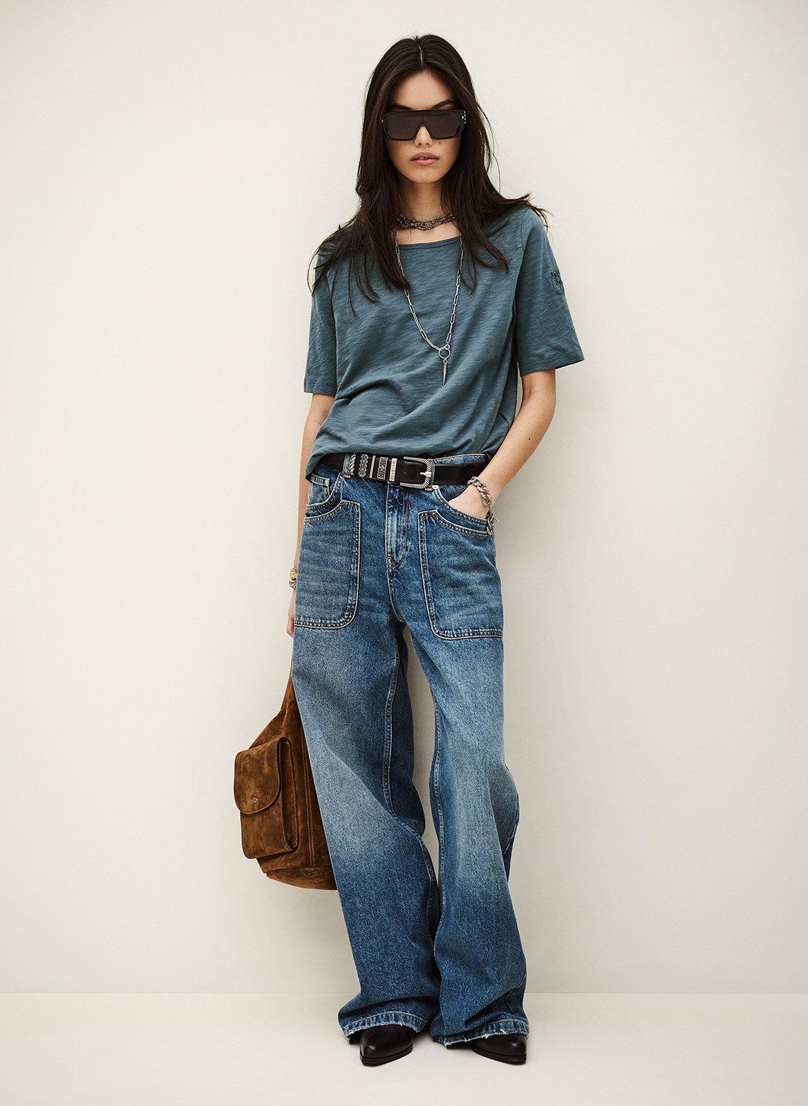 Loose-fit round-neck cotton T-shirt BA&SH Blue