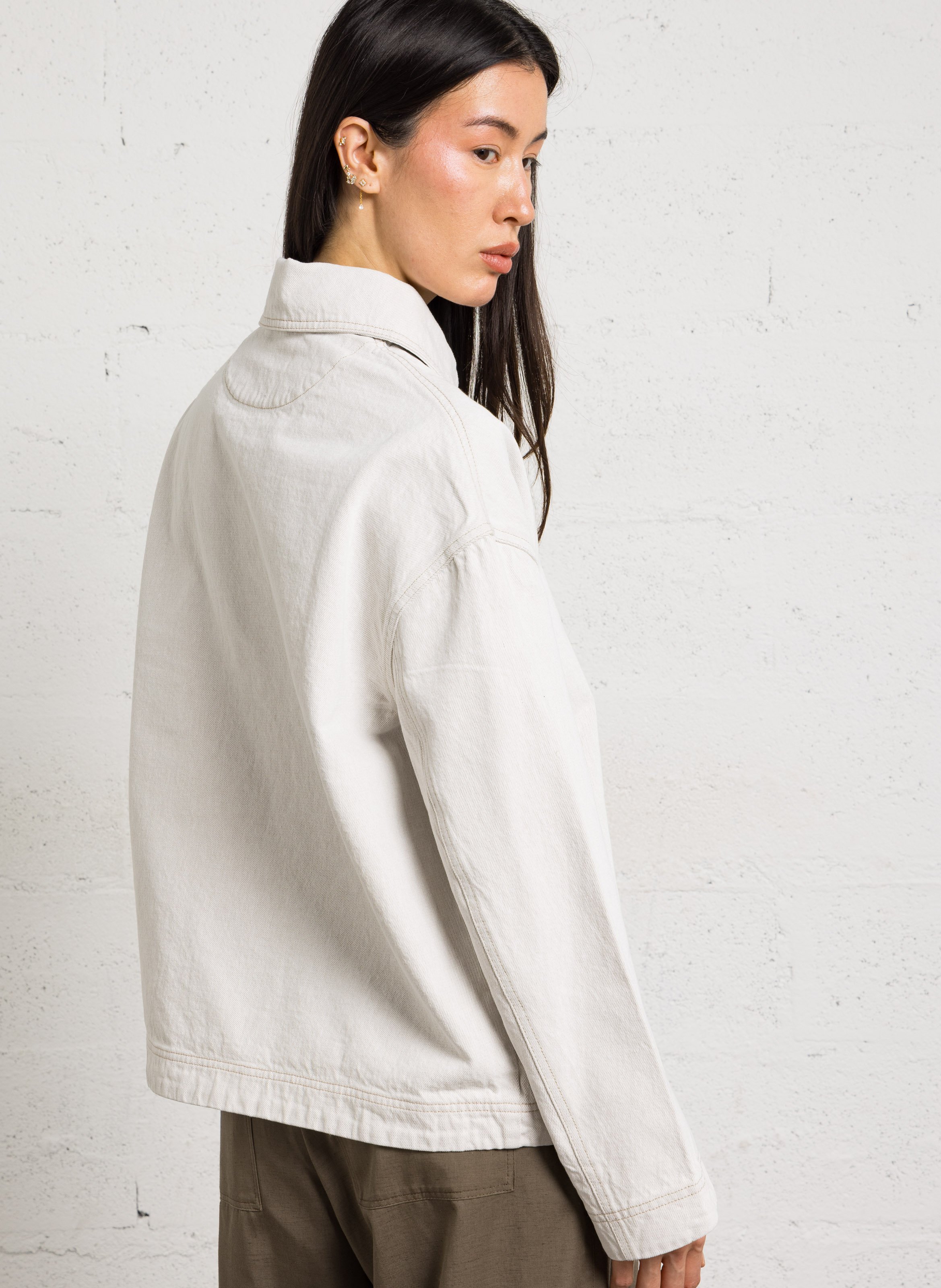 Surchemise ample en denim SOEUR Beige