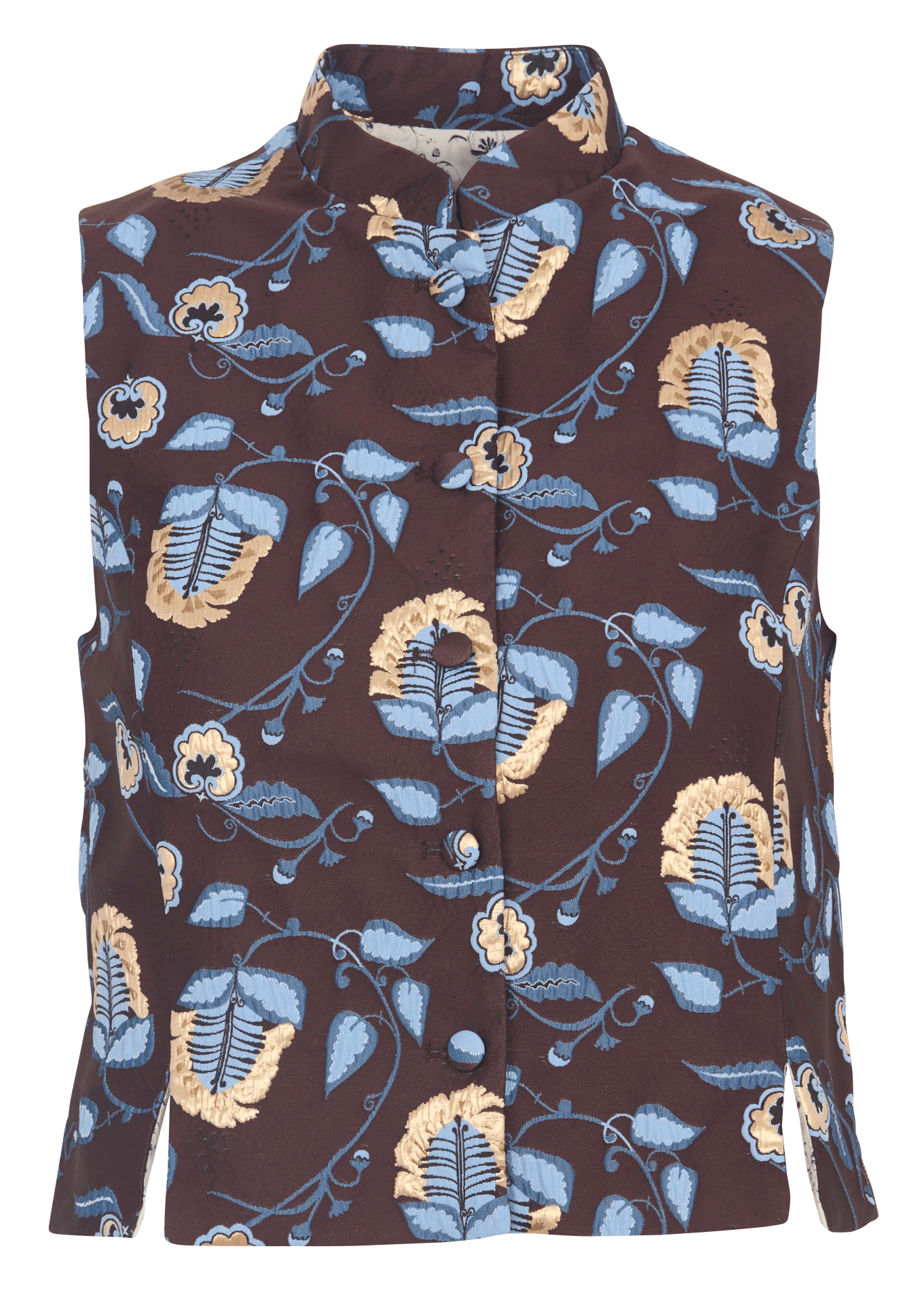 Mao-Kragen-Weste aus Jacquard COTELAC Violett