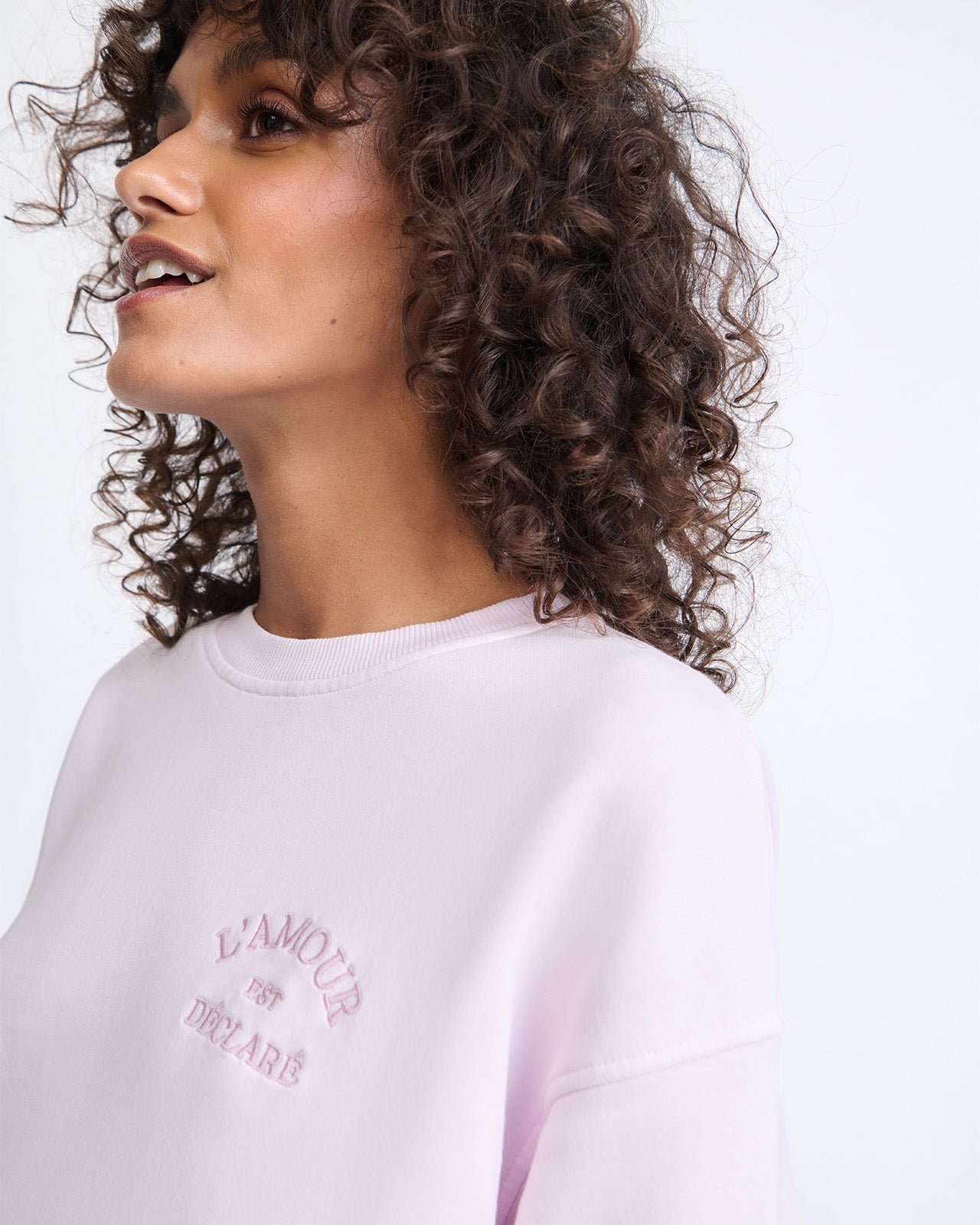 Love is declared embroidered sweatshirt EMOI EMOI Pink