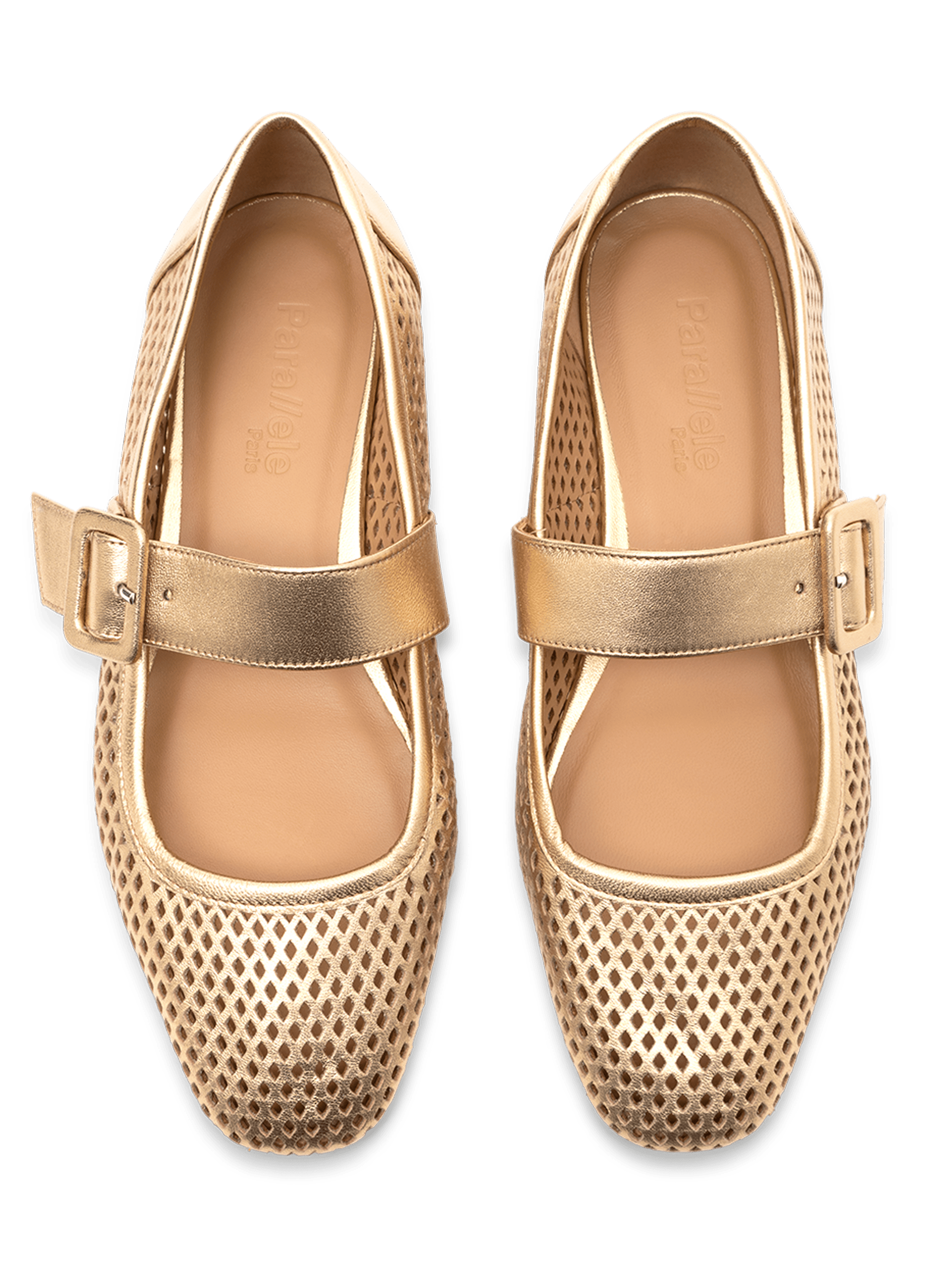 Gold nappa leather ballet flats PARALLELE PARIS Golden