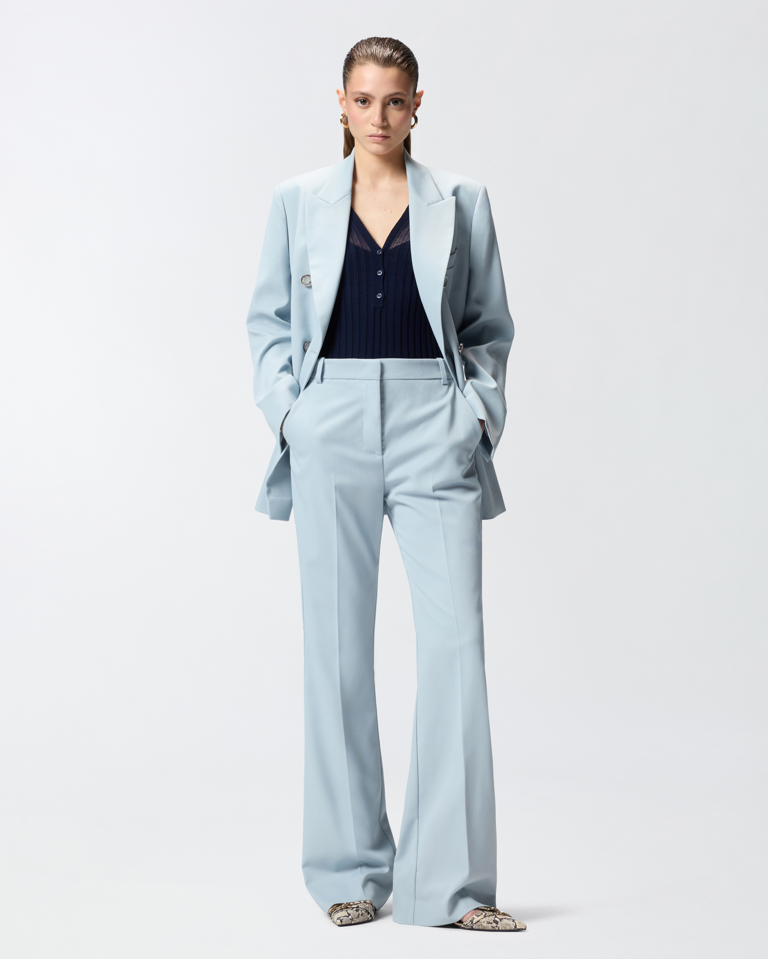 Débardeur style polo en maille côtelée PINKO Bleu