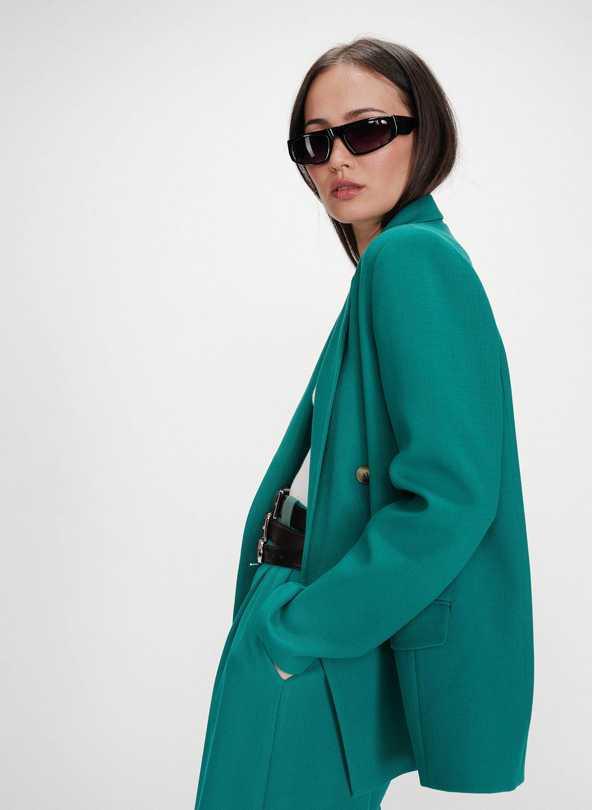 Plain straight blazer GRACE ET MILA Green