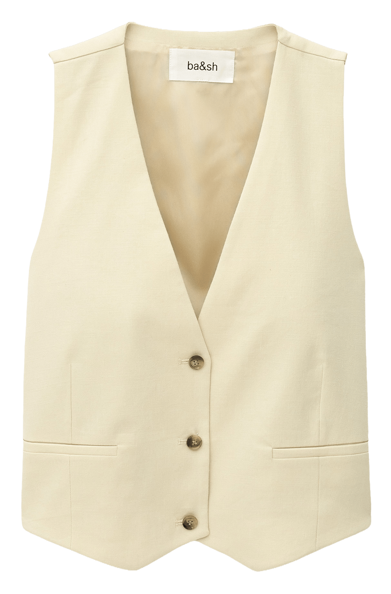Veste col V en lin mélangé BA&SH Beige