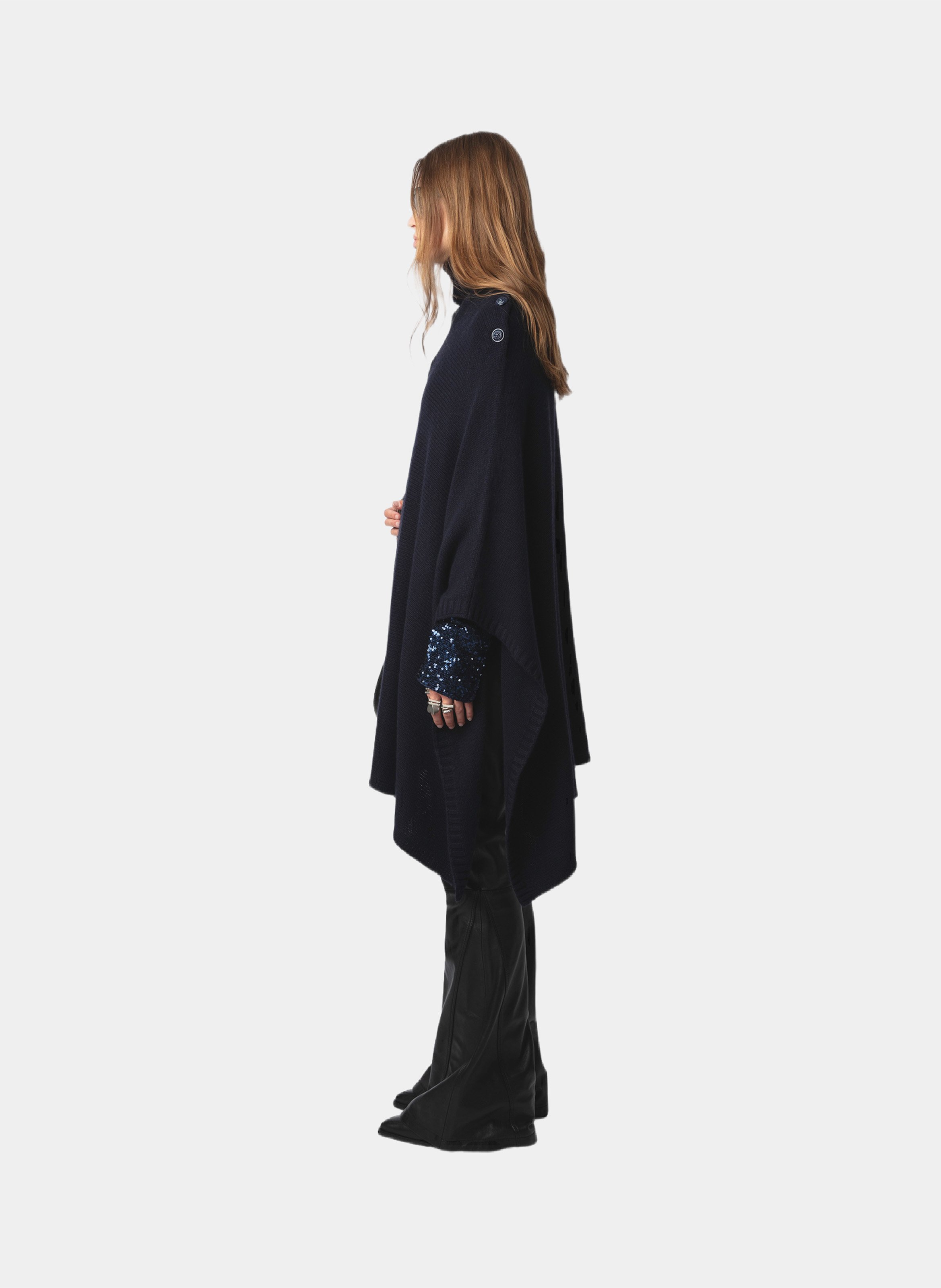 Poncho col montant en cachemire ZADIG&VOLTAIRE Bleu