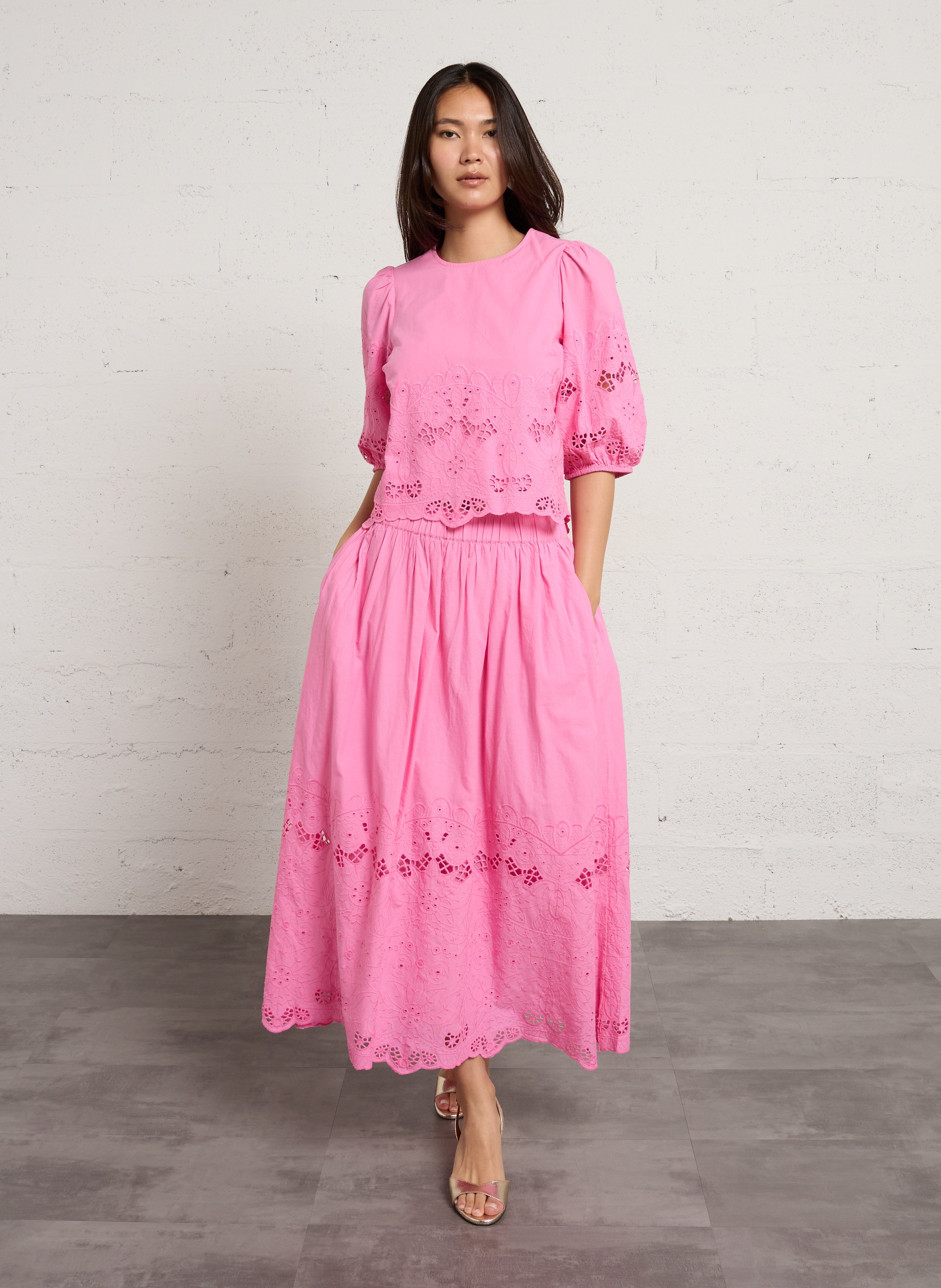 Jupe évasée en coton  MAISON 123 Rose