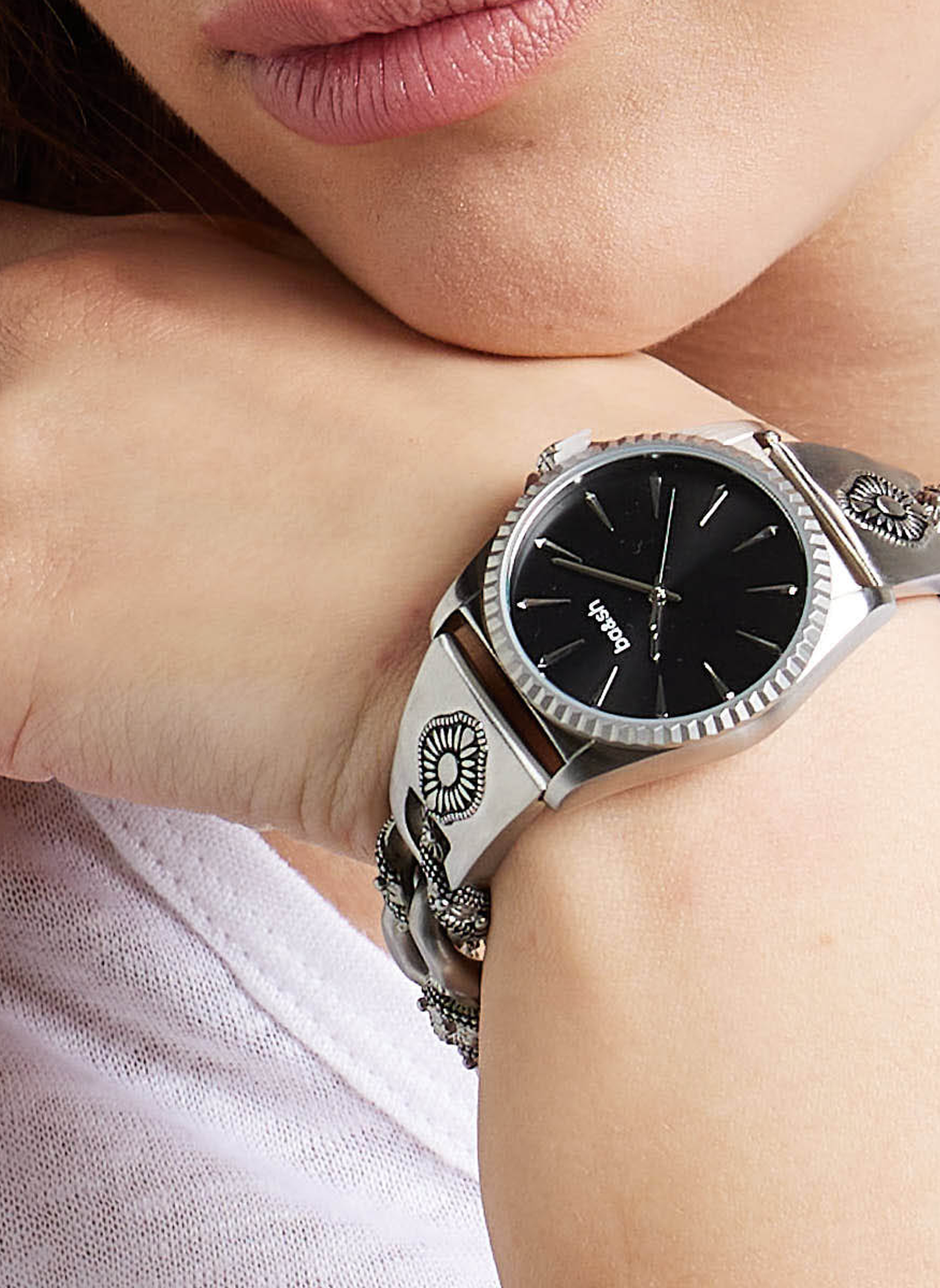 Horloge met roestvrijstalen bandje BA&SH Zwart
