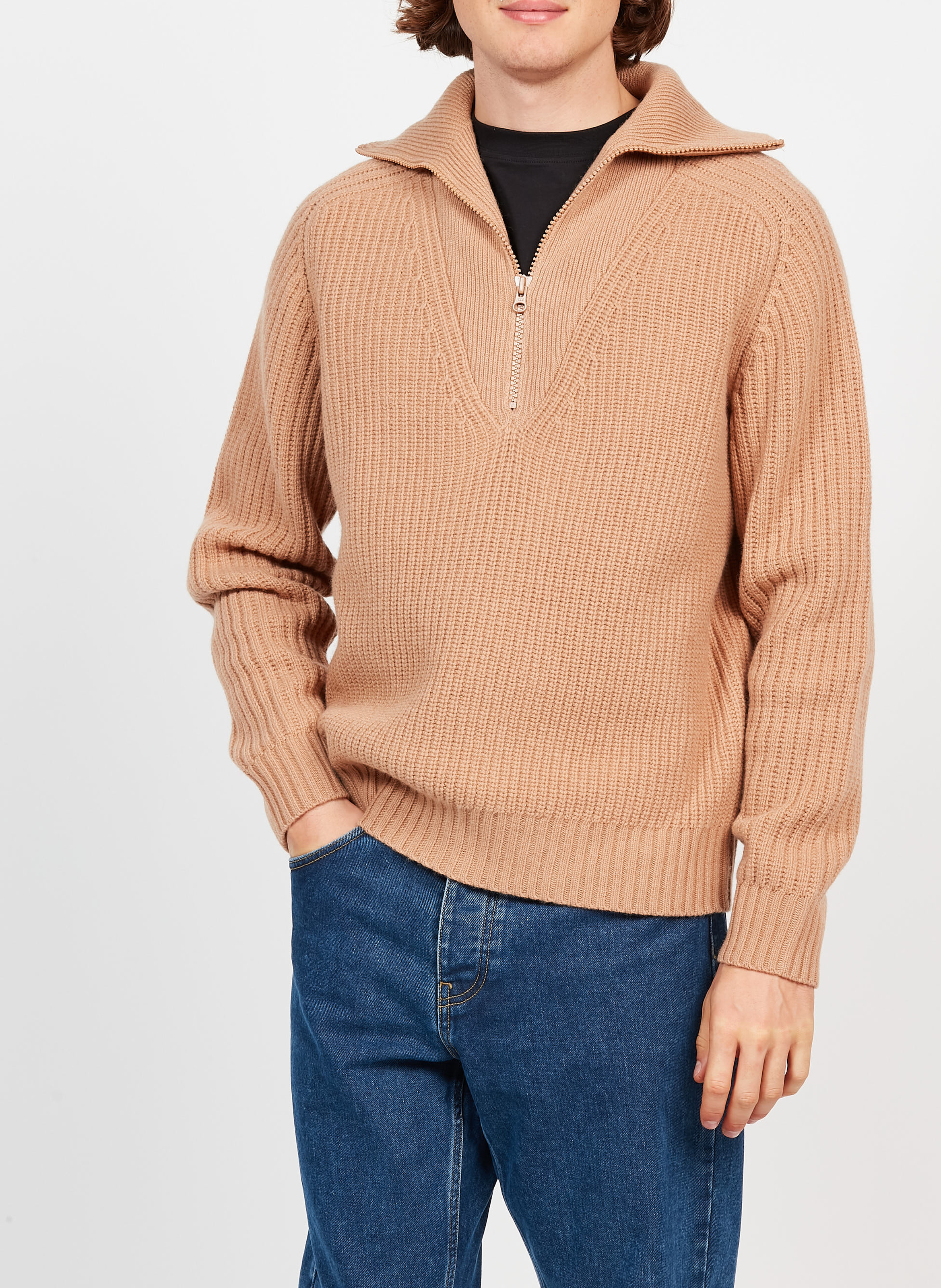Wool sweater with zip-up high neck SAISON 1865