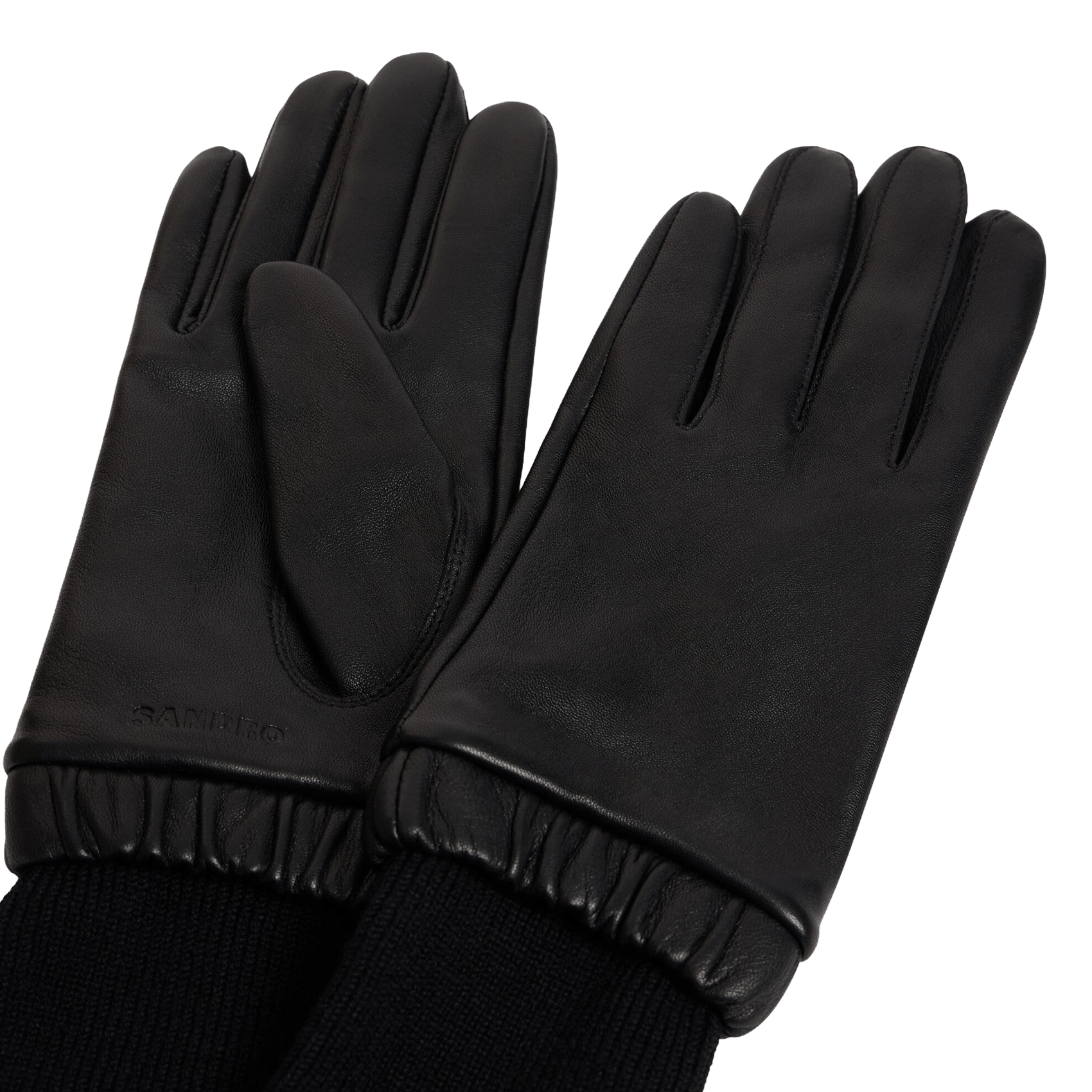 Gants en cuir SANDRO Noir