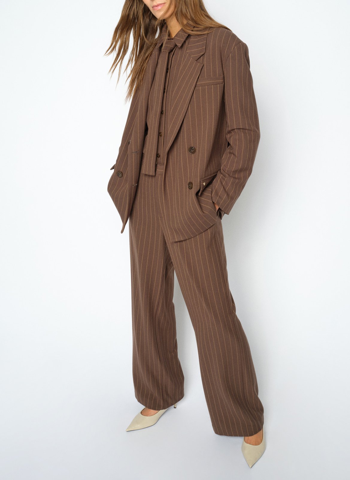 Striped wide-leg pants MOS MOSH Brown