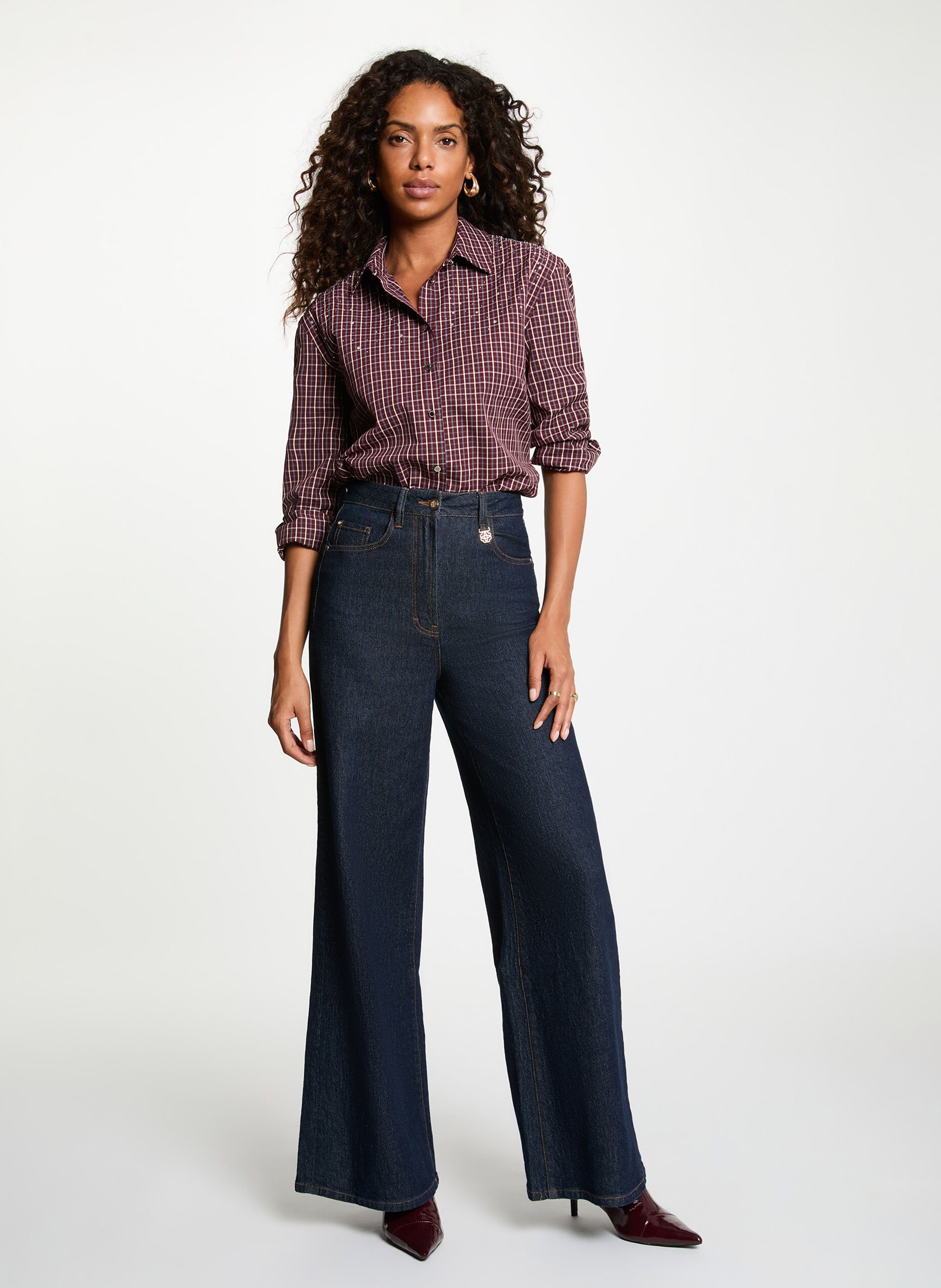 Chemise oversize à carreaux MORGAN Rouge