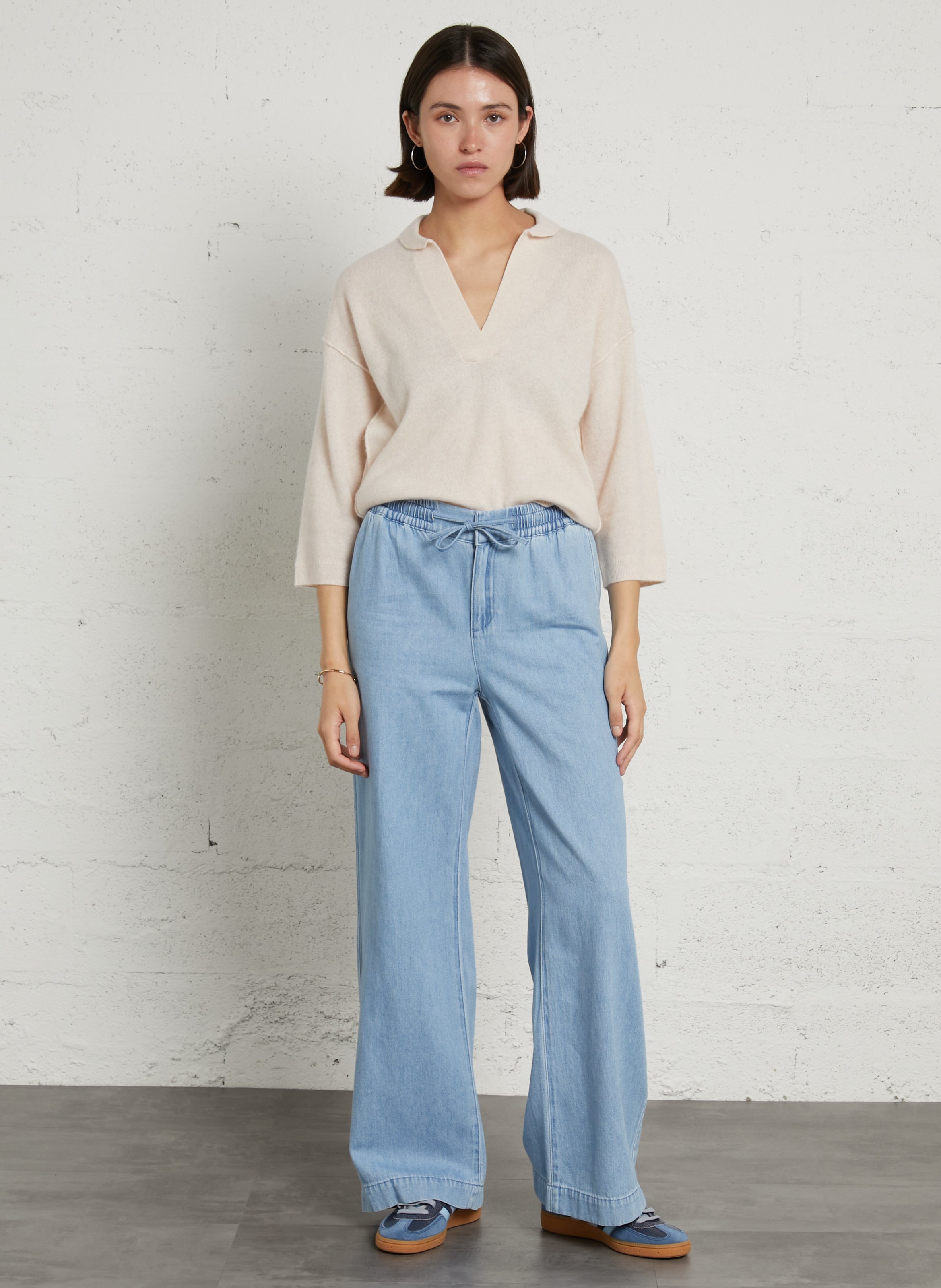 Oversized trui van kasjmier met V-hals MAISON 123 Roze
