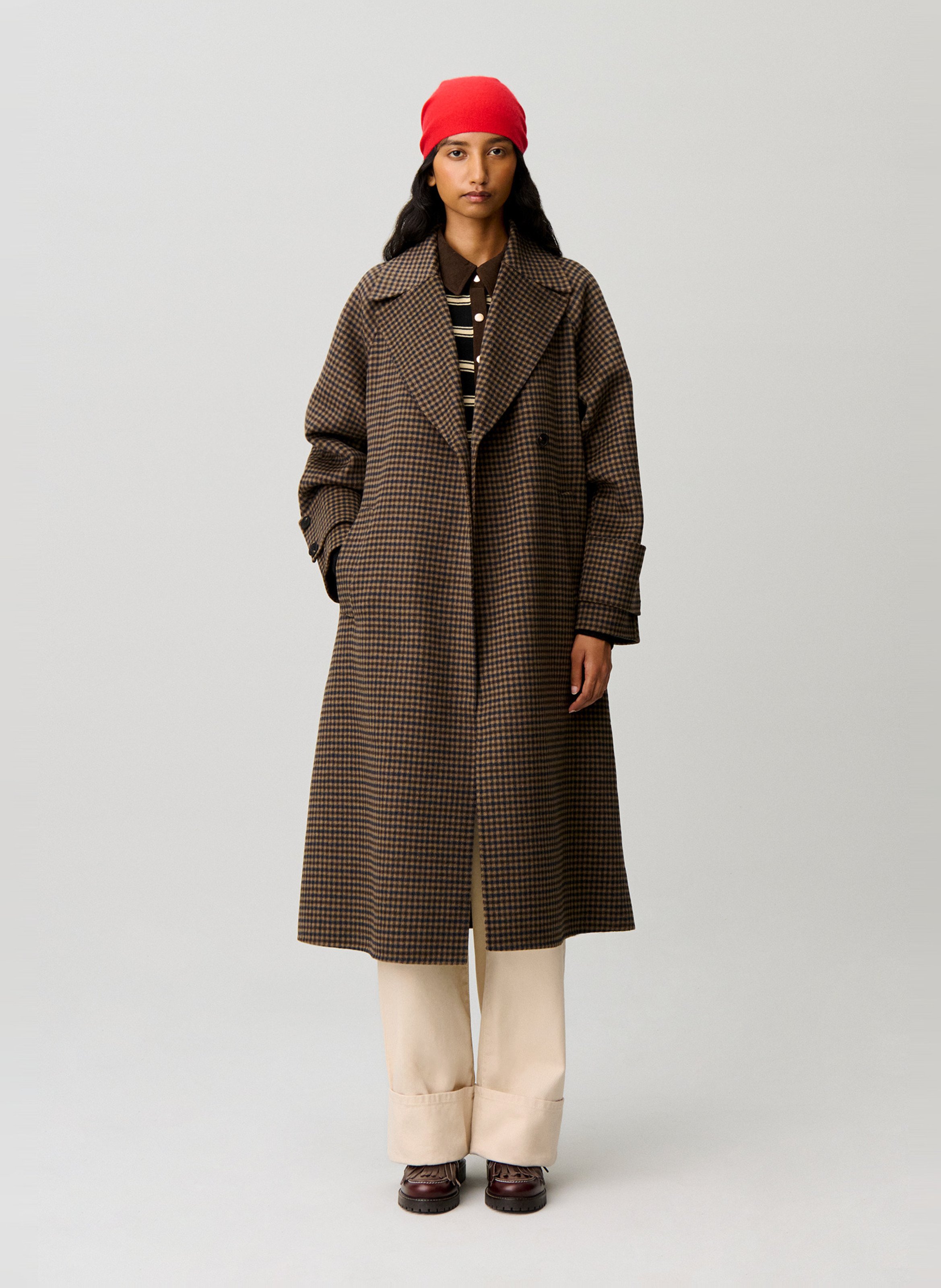 Manteau long ceinturée en laine mélangée CLAUDIE PIERLOT Multicolore