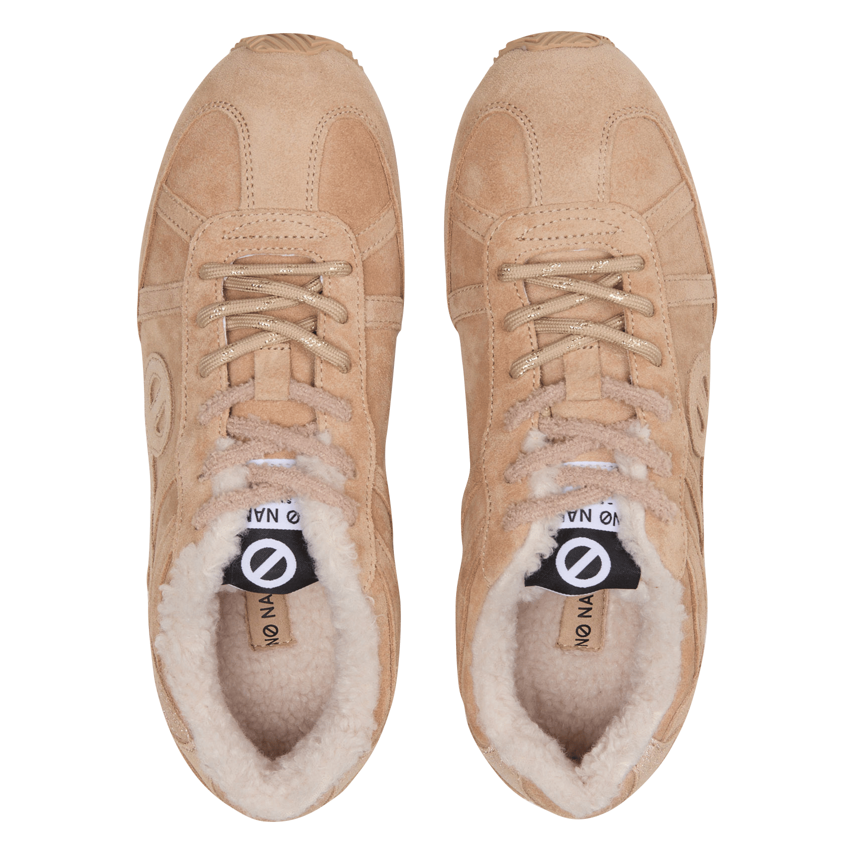 Baskets fourrées en cuir velours | Beige NO NAME Femme