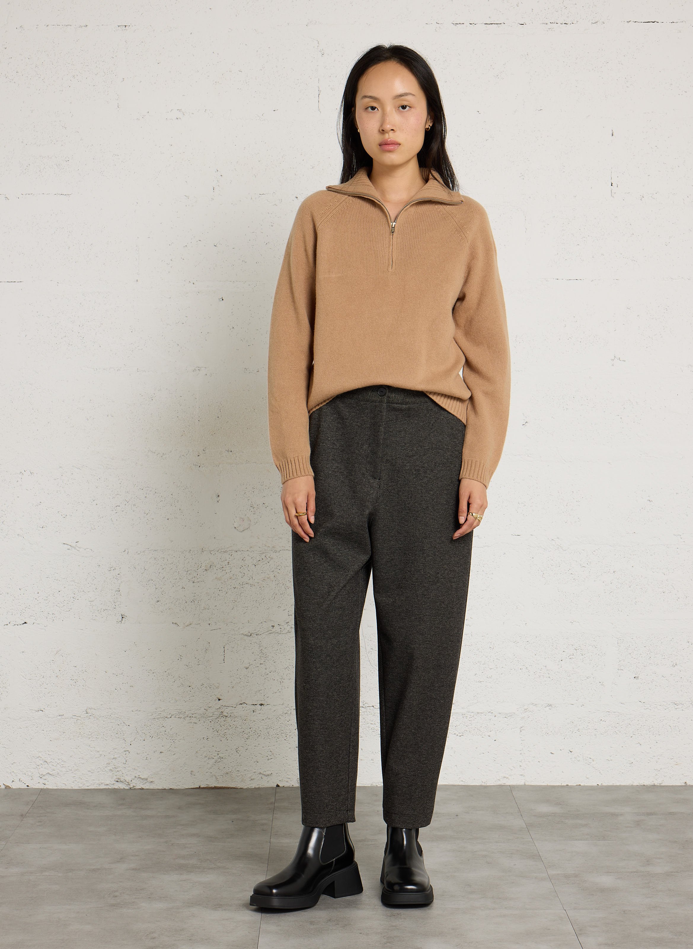 Gerade geschnittener Wollpullover mit Trichterkragen SUD EXPRESS Braun