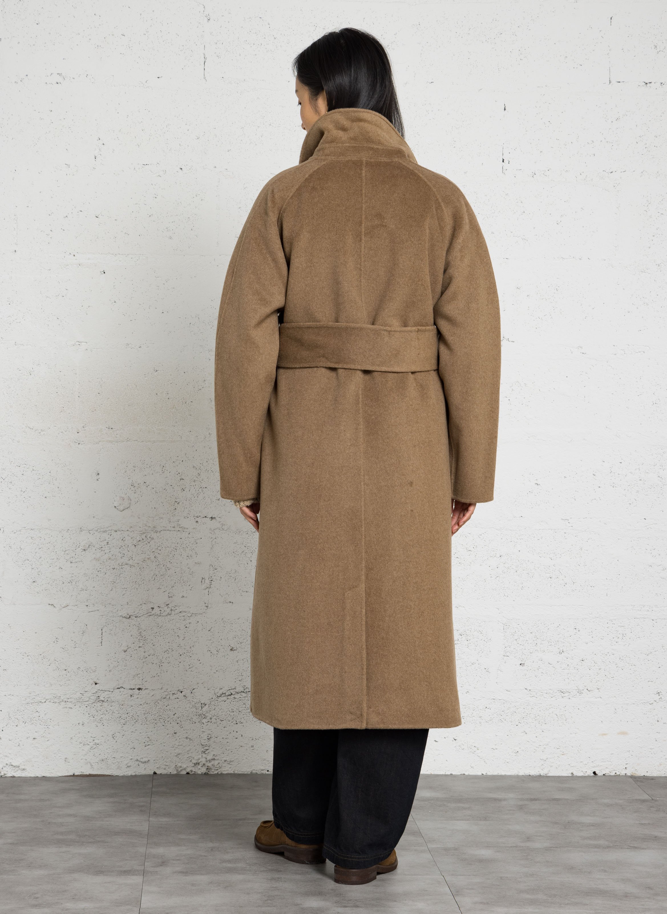 Wool-blend long belted coat SOEUR Brown