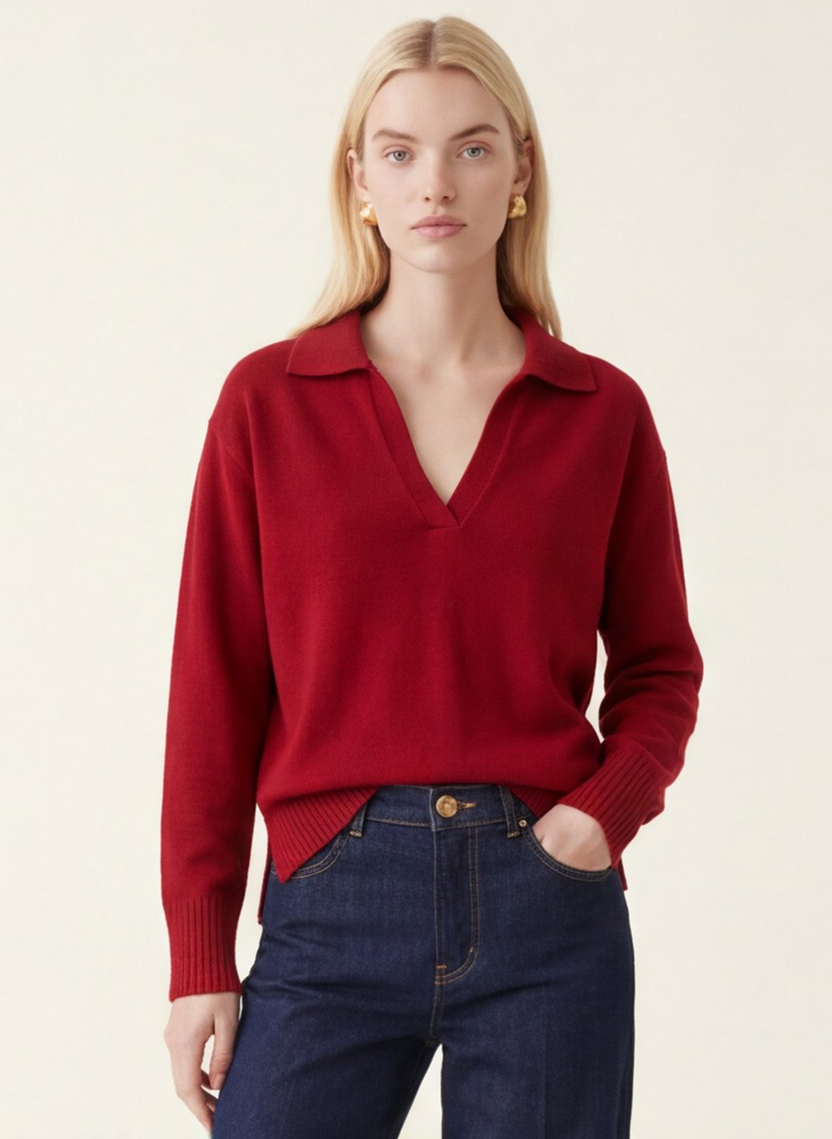 Straight fit wool and cashmere polo neck sweater KOOKAI