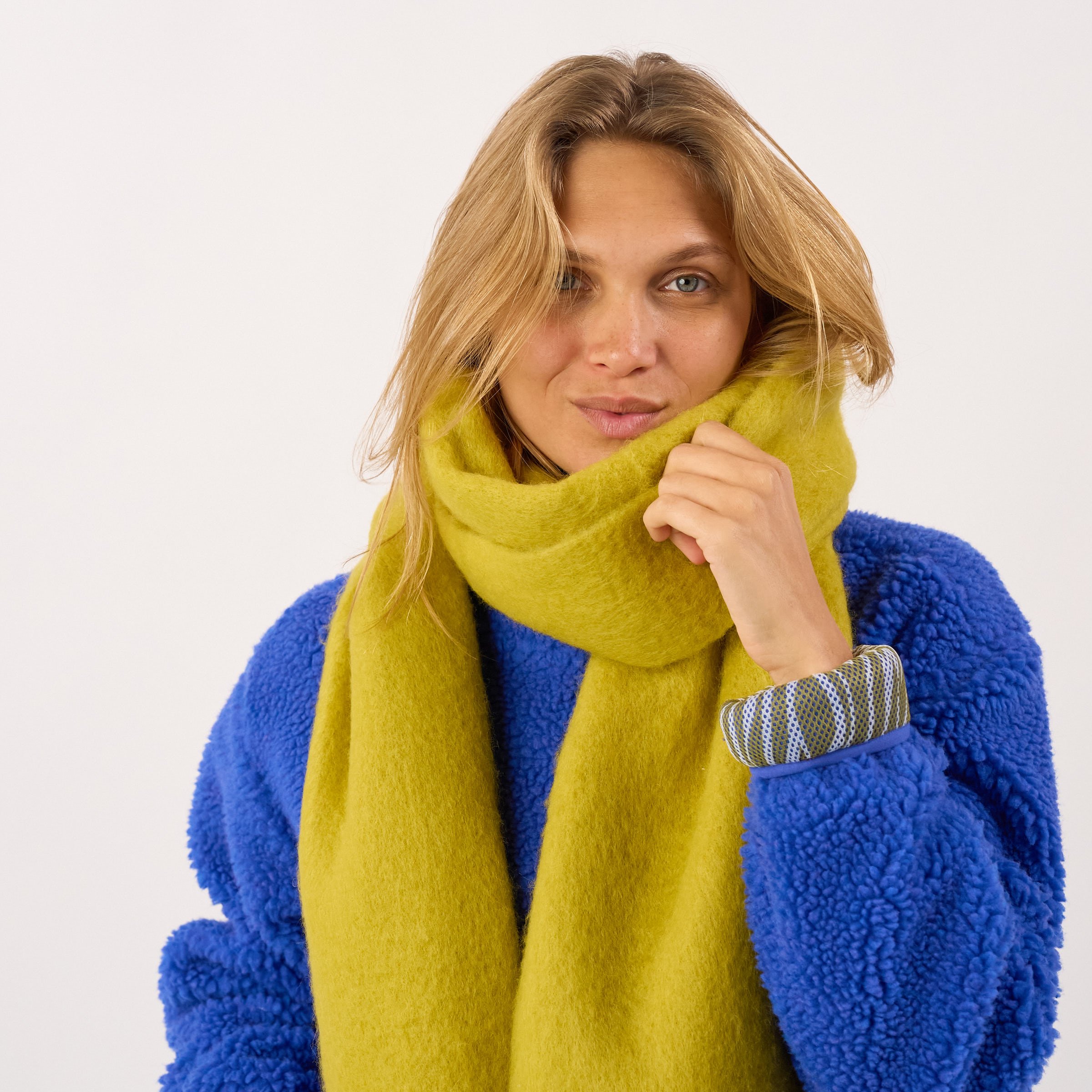 Wide wool scarf BILLYBELT Green
