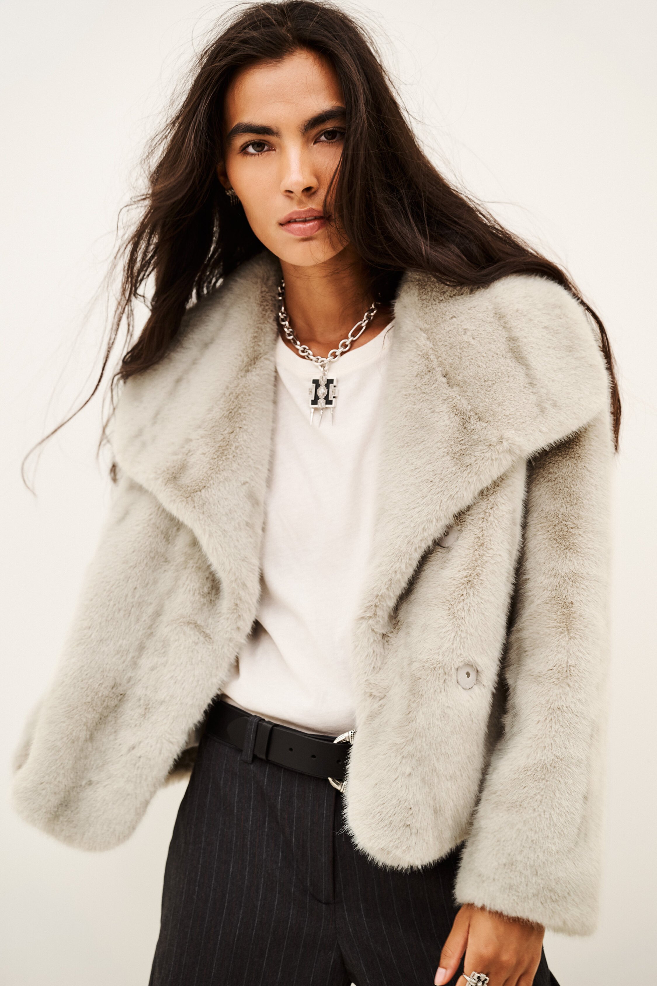 Manteau oversize effet fourrure BA&SH Gris