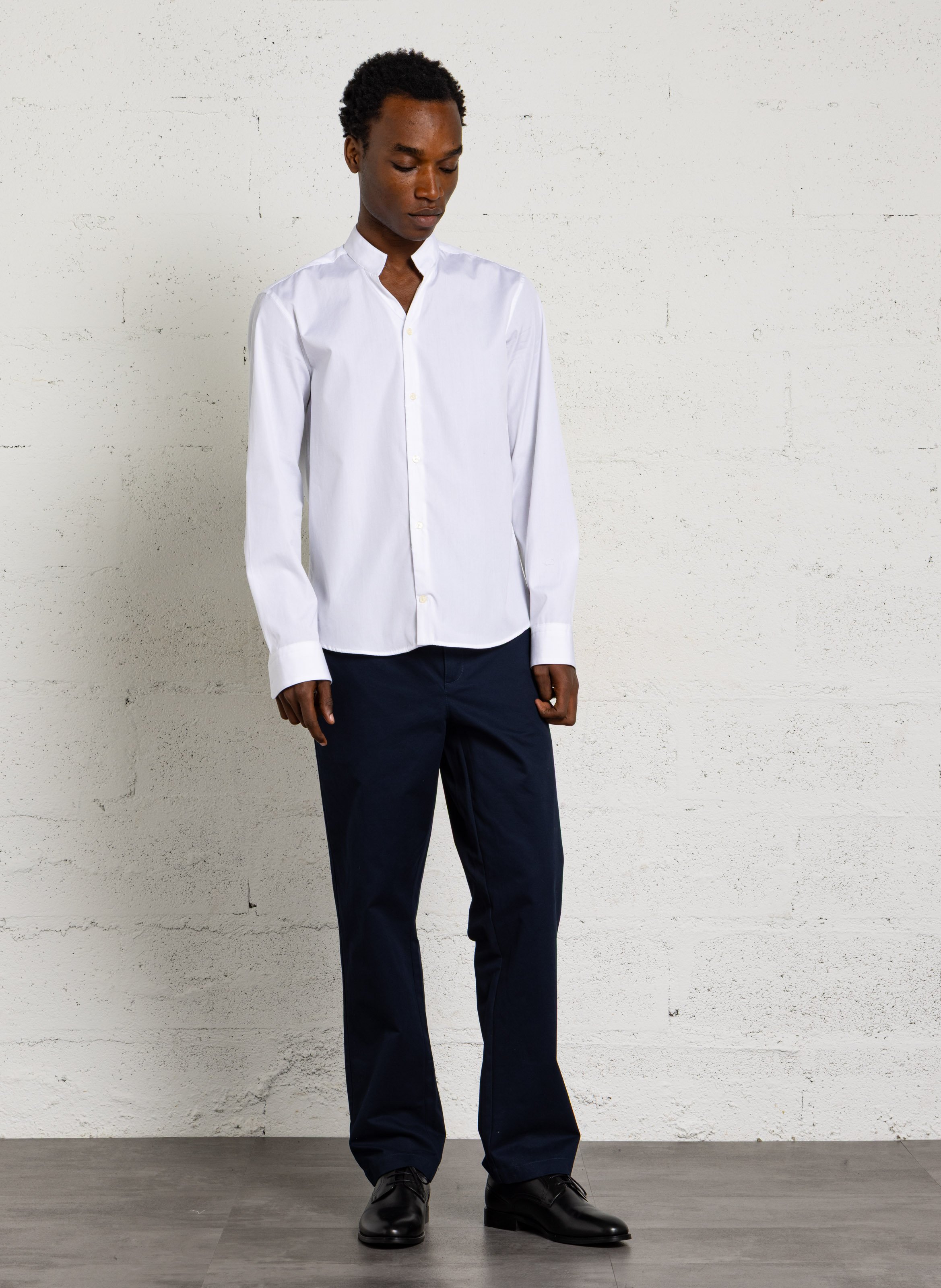 Chemise col mao en coton AU PRINTEMPS PARIS Blanc