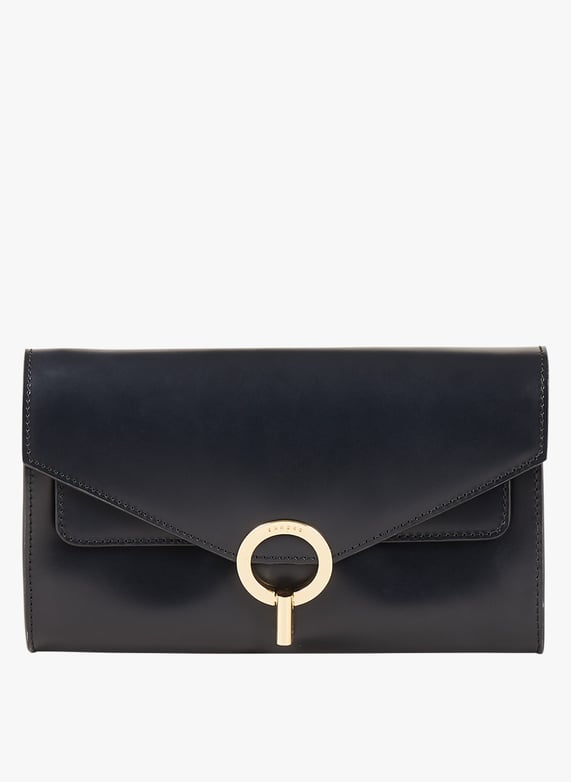 Sac Pochette a Rabat En Cuir Noir Sandro Femme SFASA01097 20 NOIR Place des Tendances