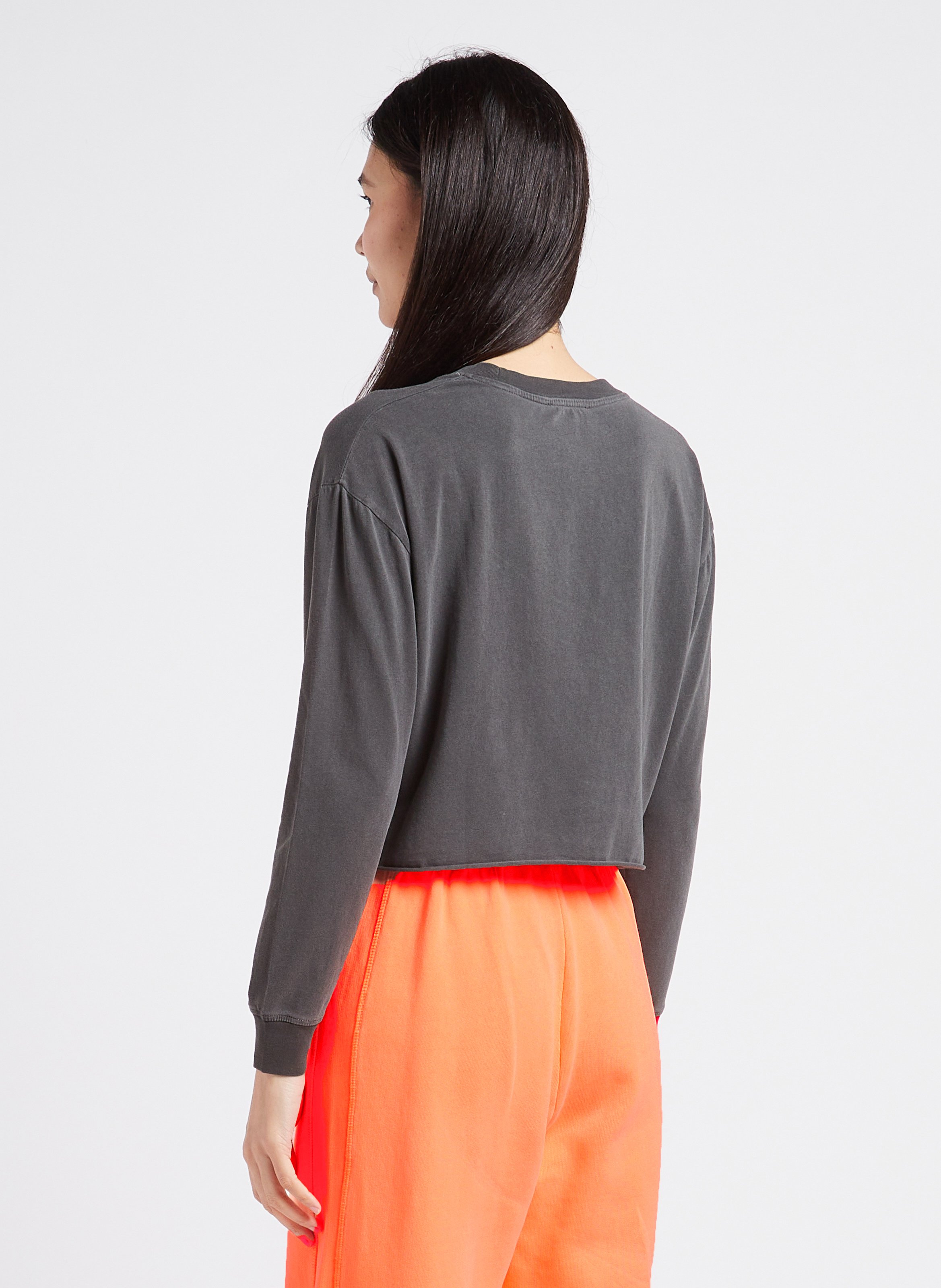 Kort T-shirt met zeefdruk | katoenblend Zwart