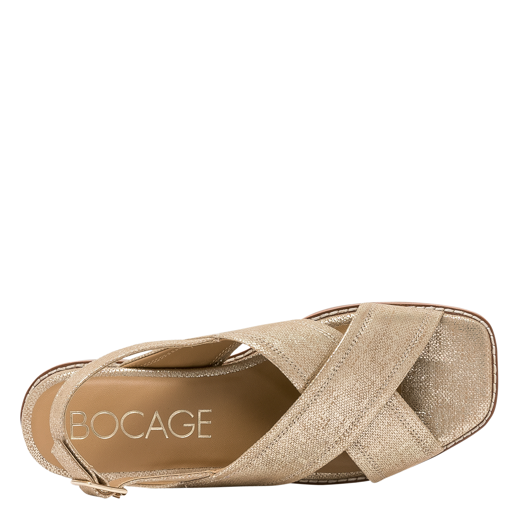 Leren sandaaltje met hak BOCAGE Golden