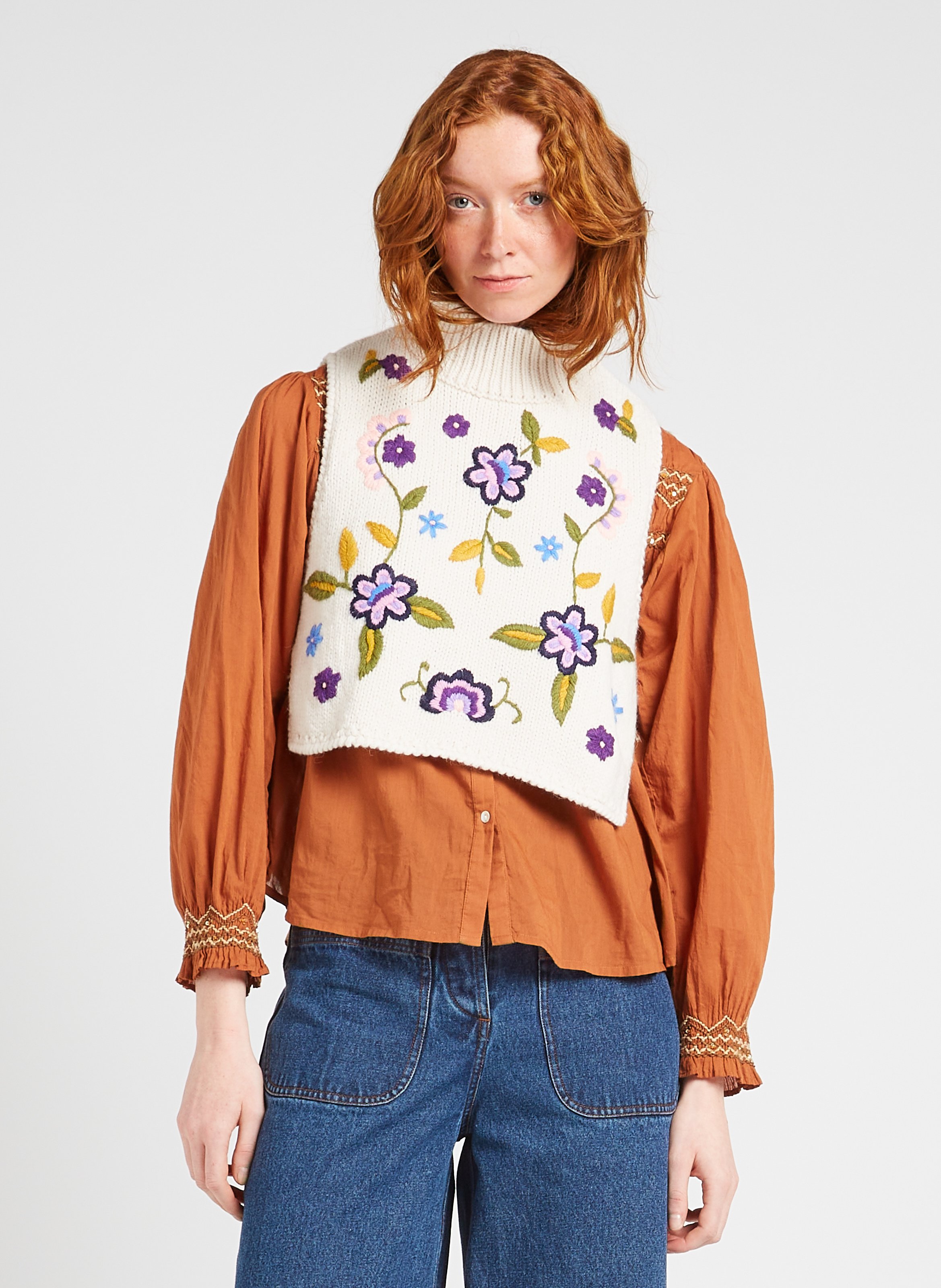 High-neck poncho LOUISE MISHA Beige