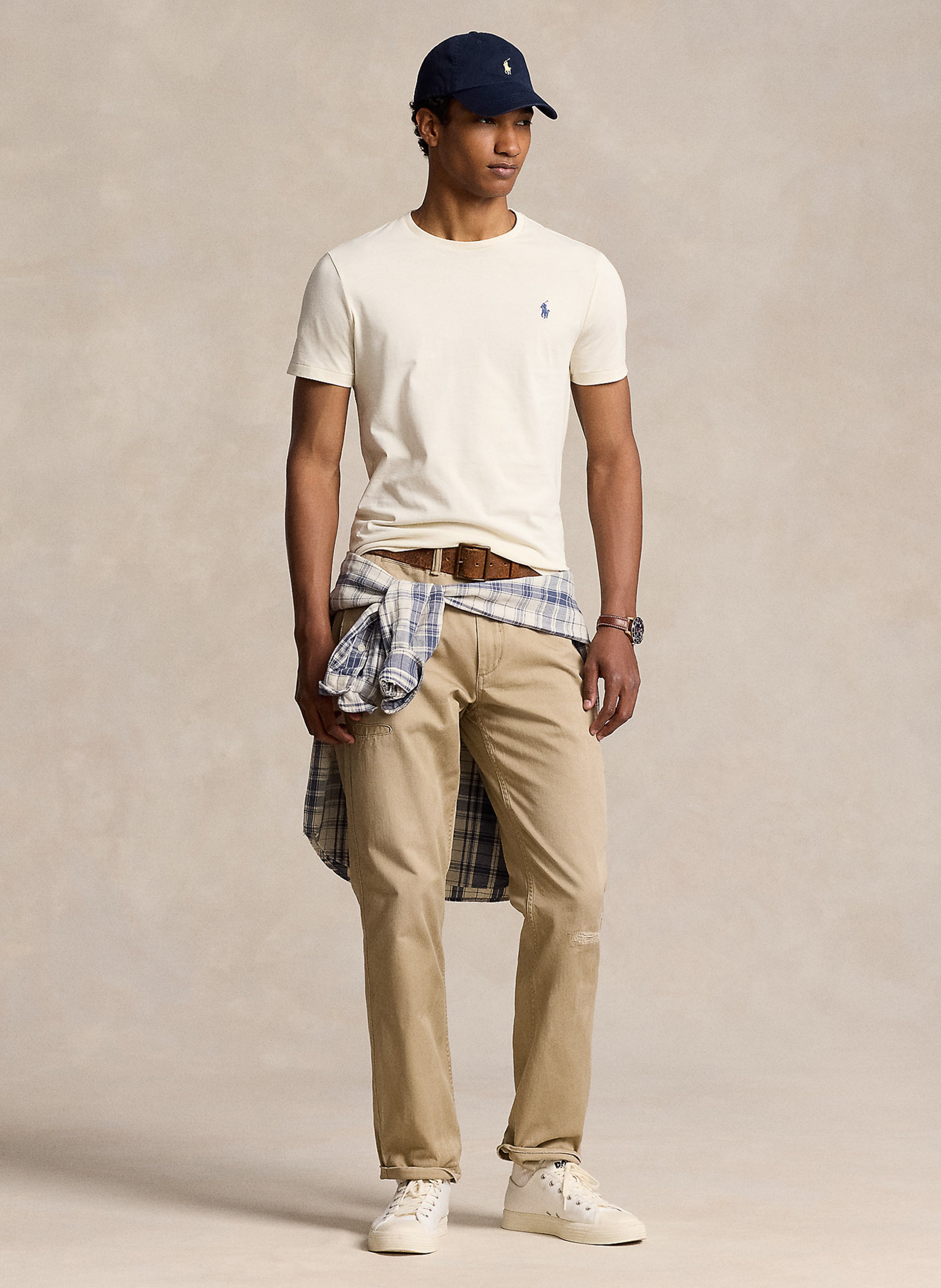 Rundhals-t-shirt Aus Baumwolle, Regular Fit Herbal Milk-c7563 Polo  