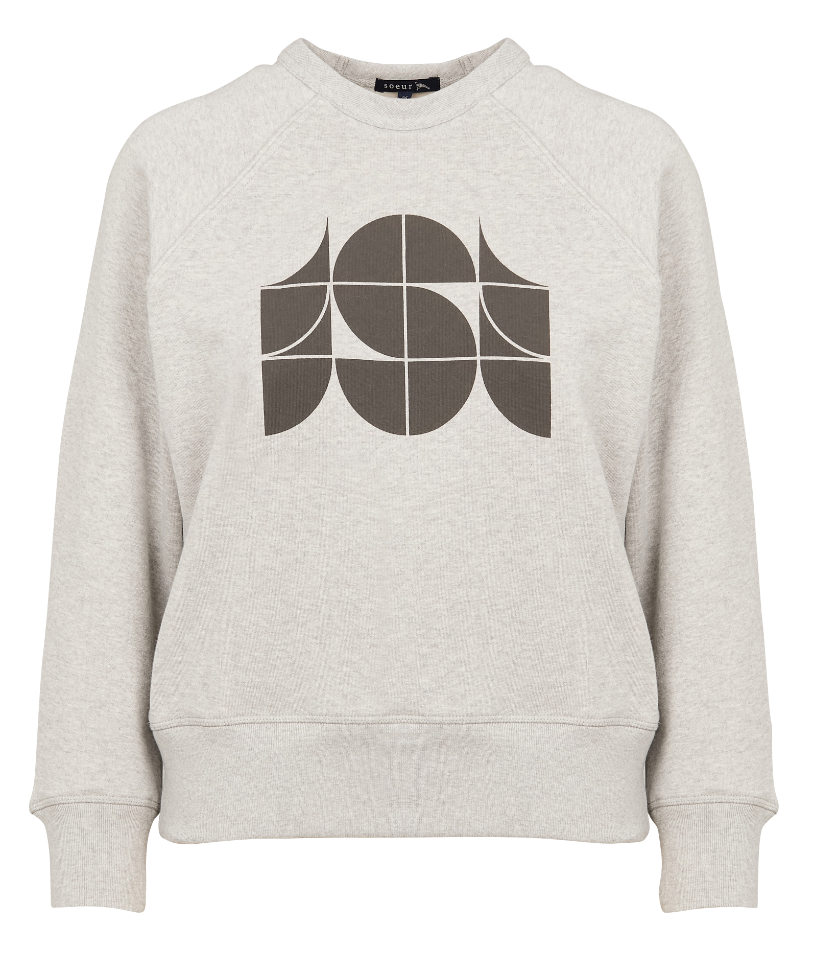 Sweat droit col rond en coton bio SOEUR Gris